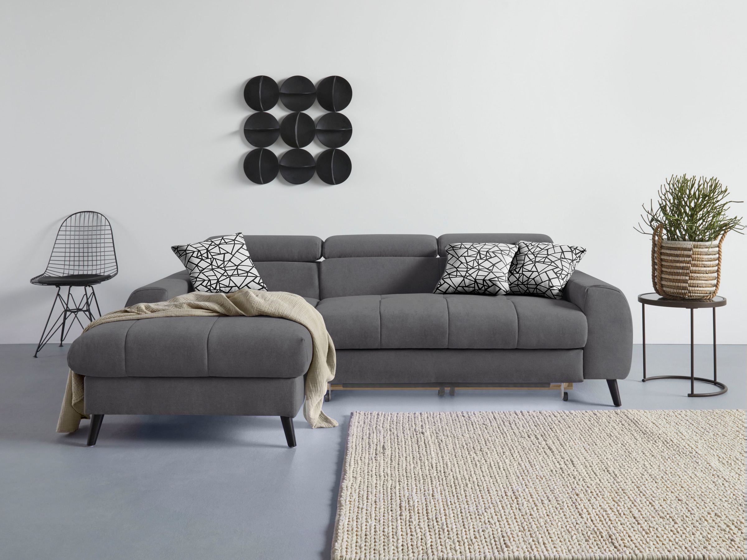 COTTA Ecksofa "Mia L-Form mit 3 Zierkissen", wahlweise mit Bettfunktion, Be günstig online kaufen