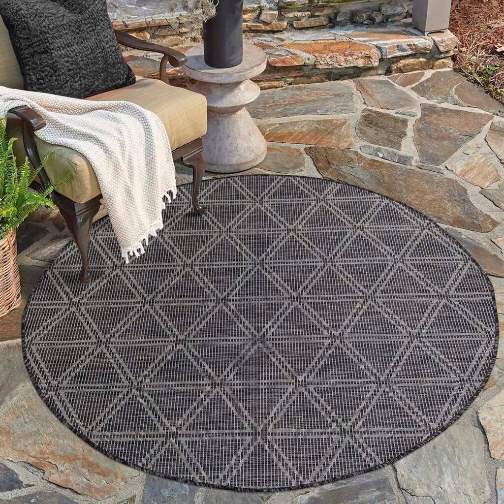 Carpet City Outdoorteppich "PALM3073" rund 5 mm Höhe Wetterfest & UV-bestän günstig online kaufen