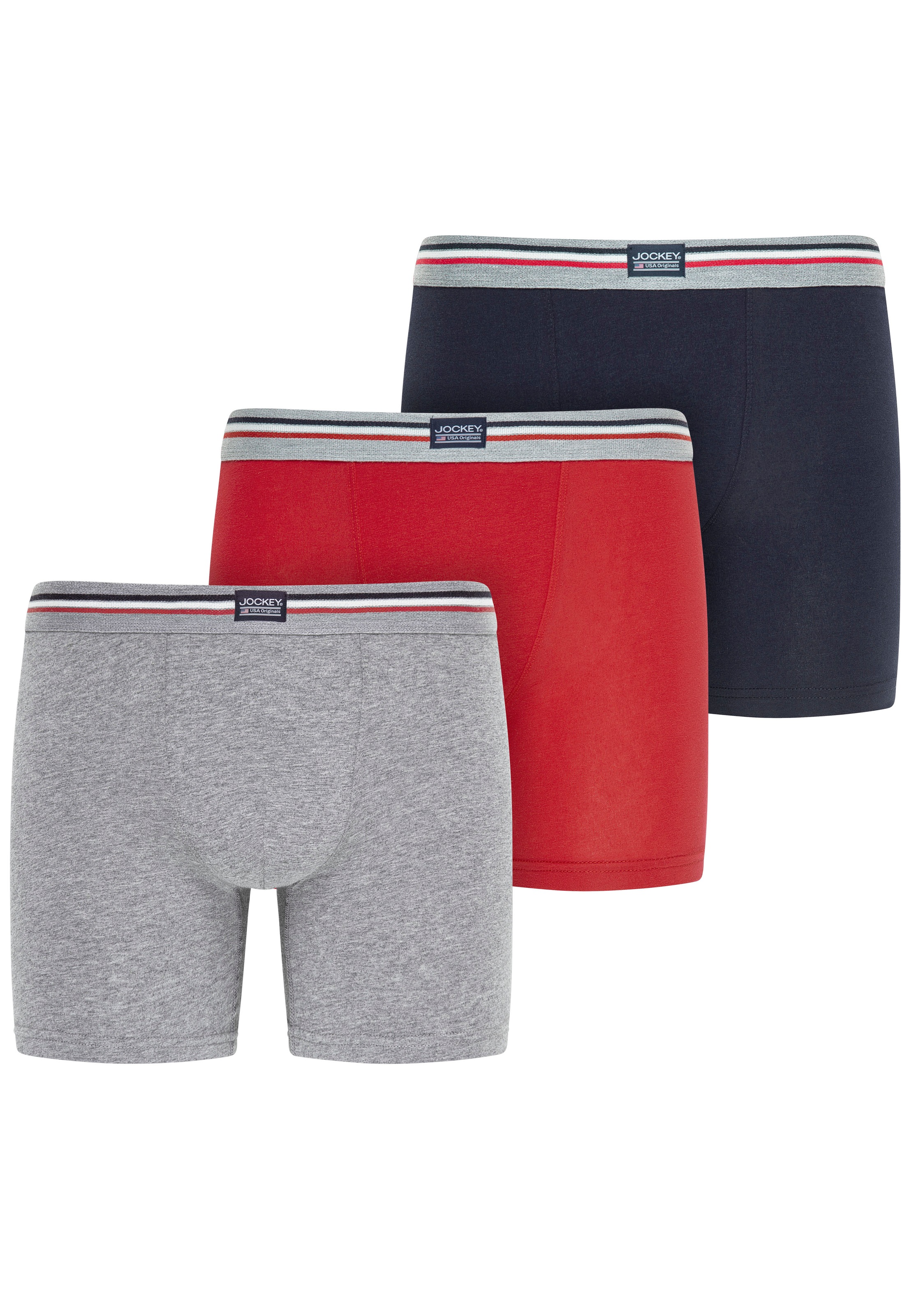 Jockey Trunk "Cotton Stretch" Mittlere Bundhöhe, längeres Bein, Logobund