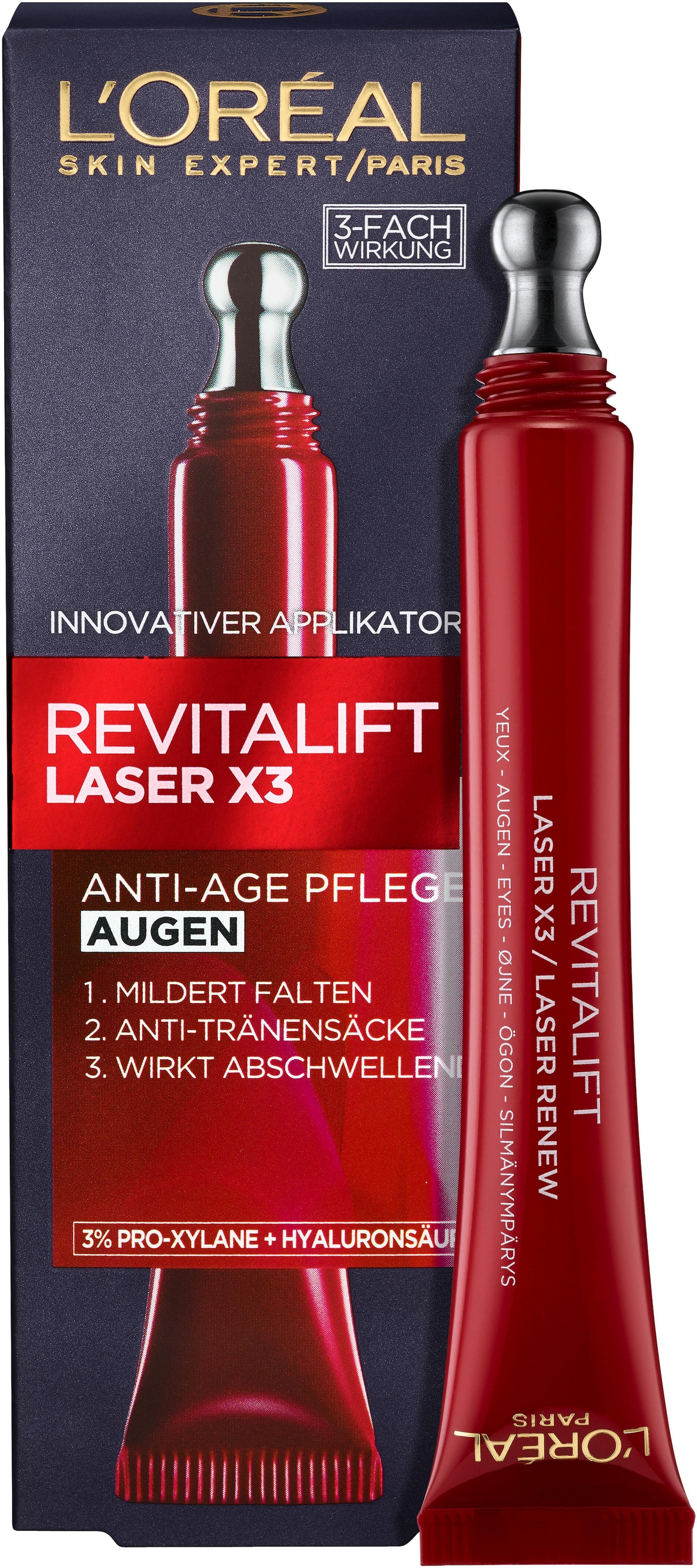 L'ORÉAL PARIS Augencreme »RevitaLift Laser X3 Anti-Age Pflege«, mit wertvollen Pflegestoffen