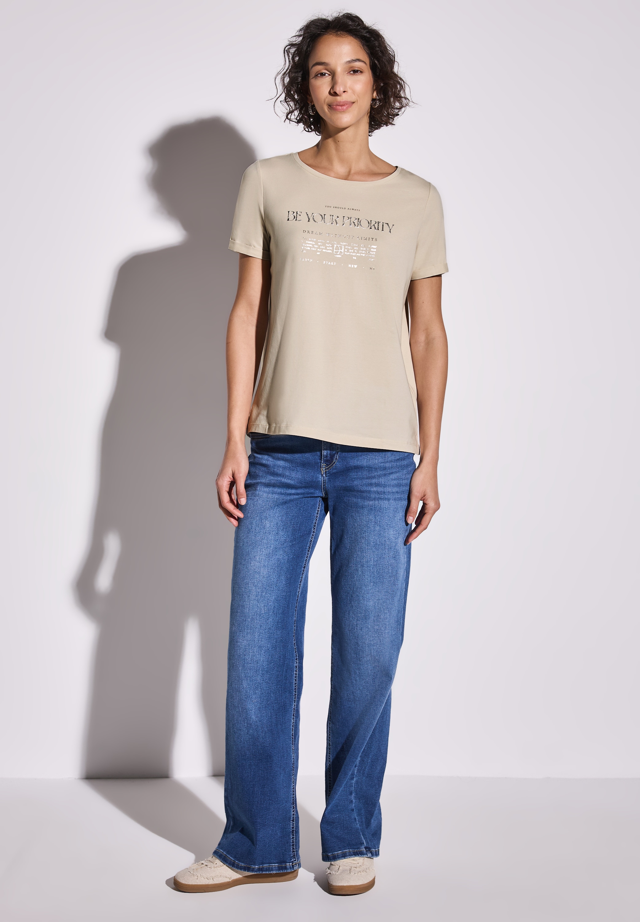 STREET ONE T-Shirt, aus Baumwolle mit Stretchante