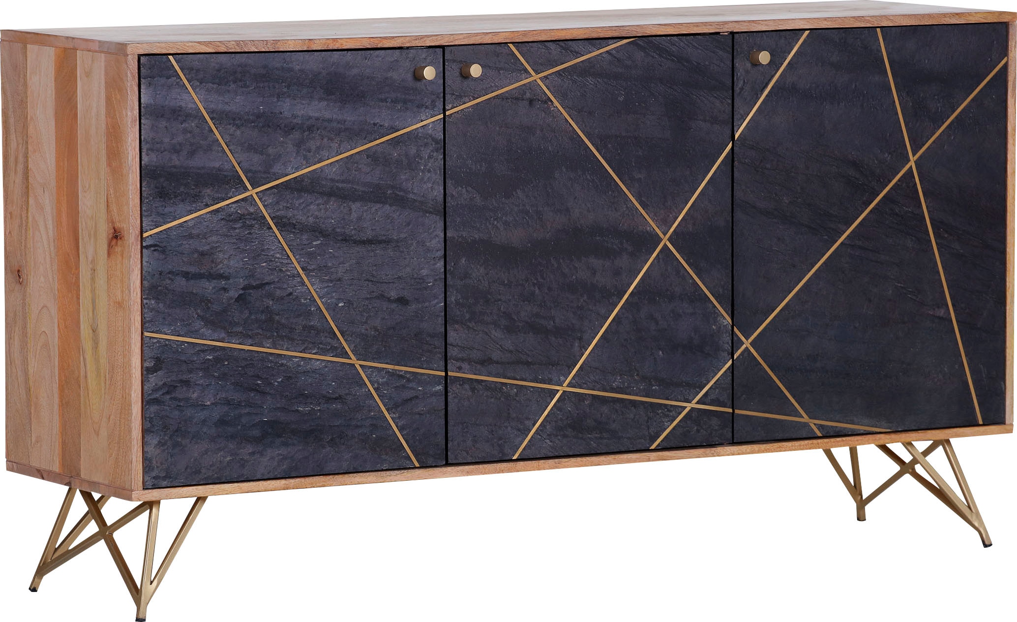 Gutmann Factory Sideboard »Lennon«, Kommode mit Echtsteinfurnier und Messingapplikationen