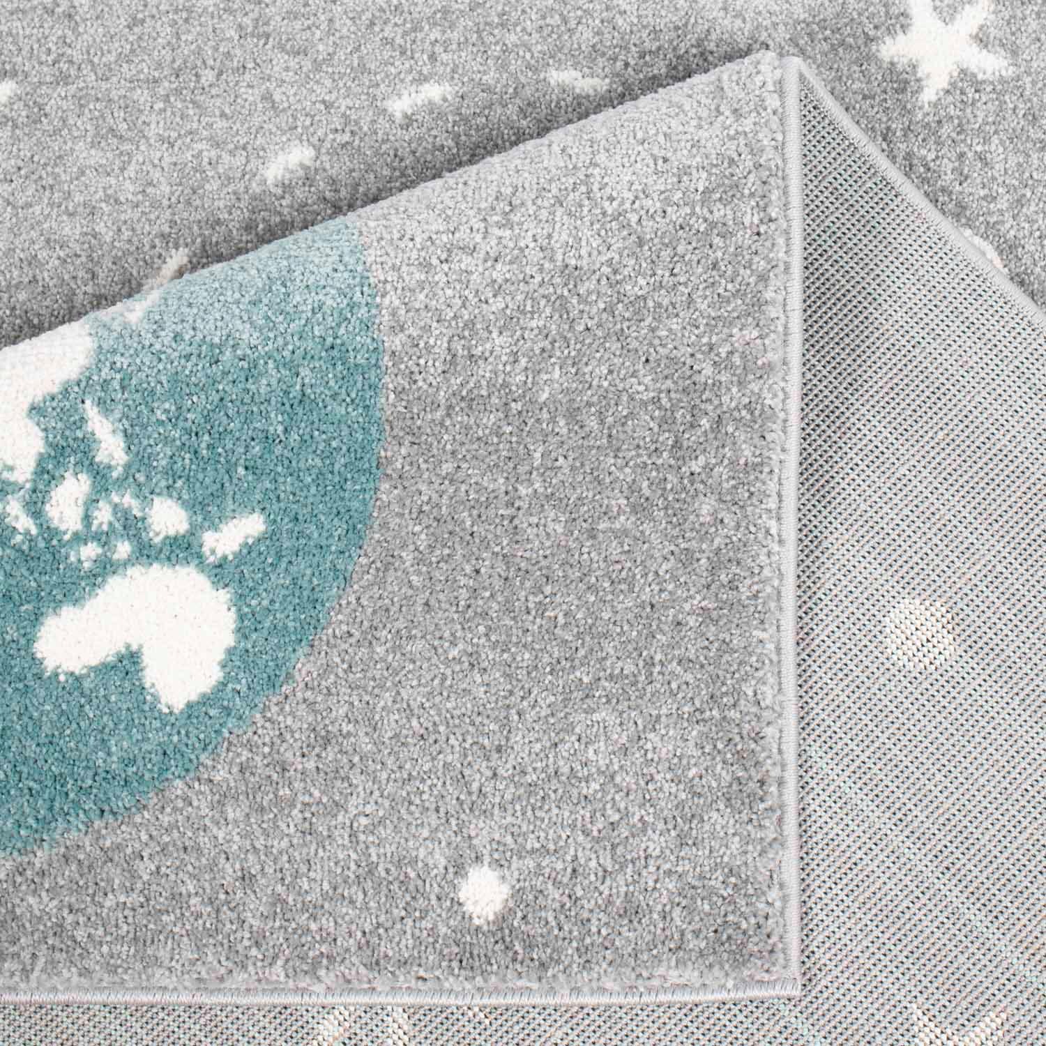 Carpet City Kinderteppich »Bubble Kids 1319« rechteckig 11 mm Höhe Spielteppich, Weltall, Rakete, Weicher Flor, Pflegeleicht