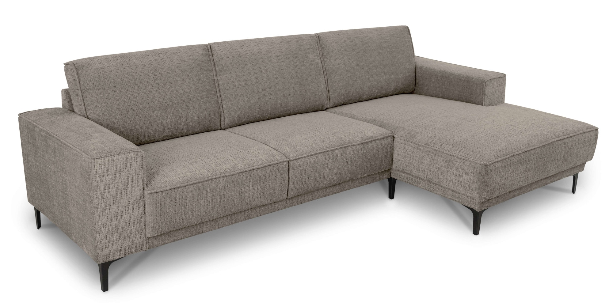 Places of Style Ecksofa »Polsterecke Oland, Struktur, Flachgewebe, Luxus-Microfaser, Boucle«, L-Form, 280 cm, Wellenunterfederung, Skandi-Design, Metallfüße