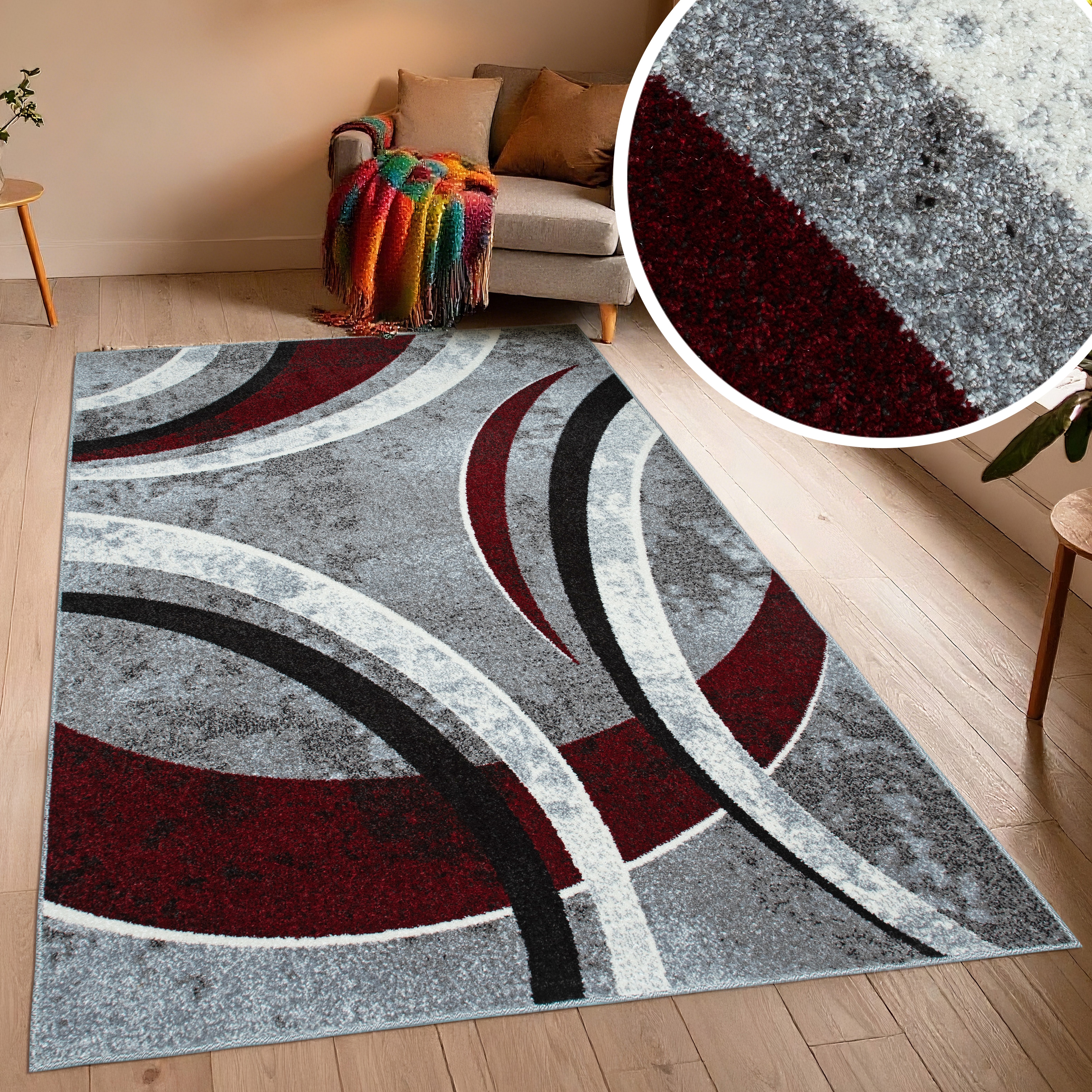 OTTO home Teppich "Flow, geometrisches Design" rechteckig 9 mm Höhe grafisch, abstrakt, elegant, Wohnzimmer, Schlafzimmer