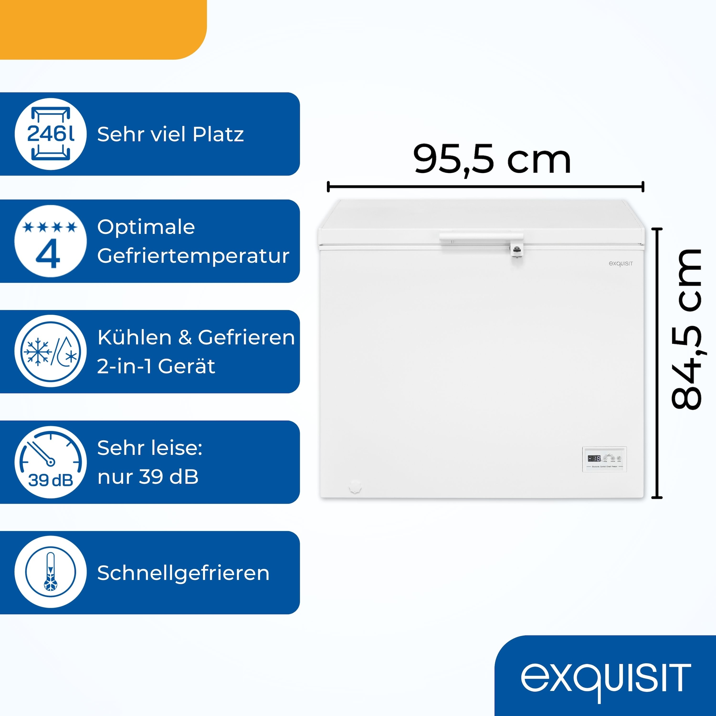 exquisit Gefriertruhe »GT250-HE-040D« 84,5 cm hoch 95,5 cm breit