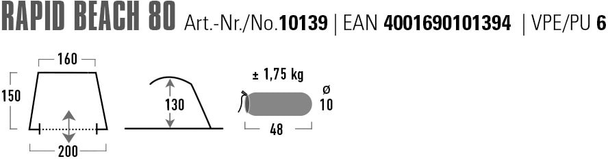 High Peak Strandmuschel »Rapid Beach 80«, UV 80 Schutz