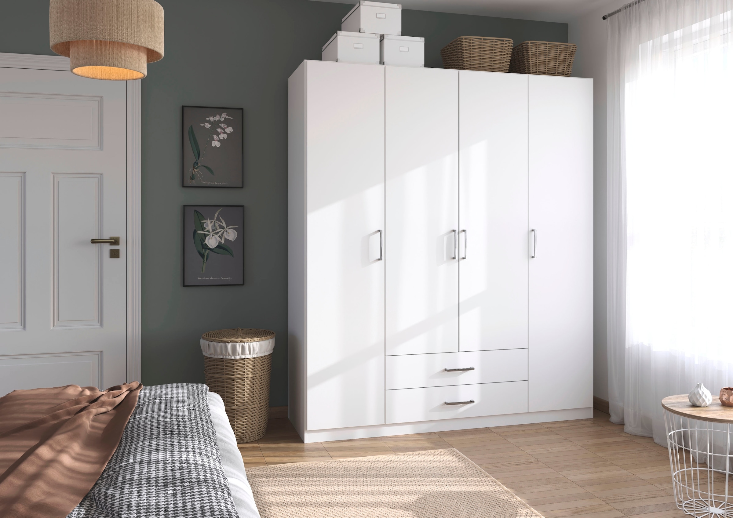 rauch Drehtürenschrank "Kleiderschrank Garderobe GAMMA Breiten 181 cm" in 3 Ausstattungen BASIC/CLASSIC/PREMIUM (inkl. SOFT-CLOSE-Funktion), mit Schubladen, verschiedene Griff-Varianten TOPSELLER MADE IN GERMANY