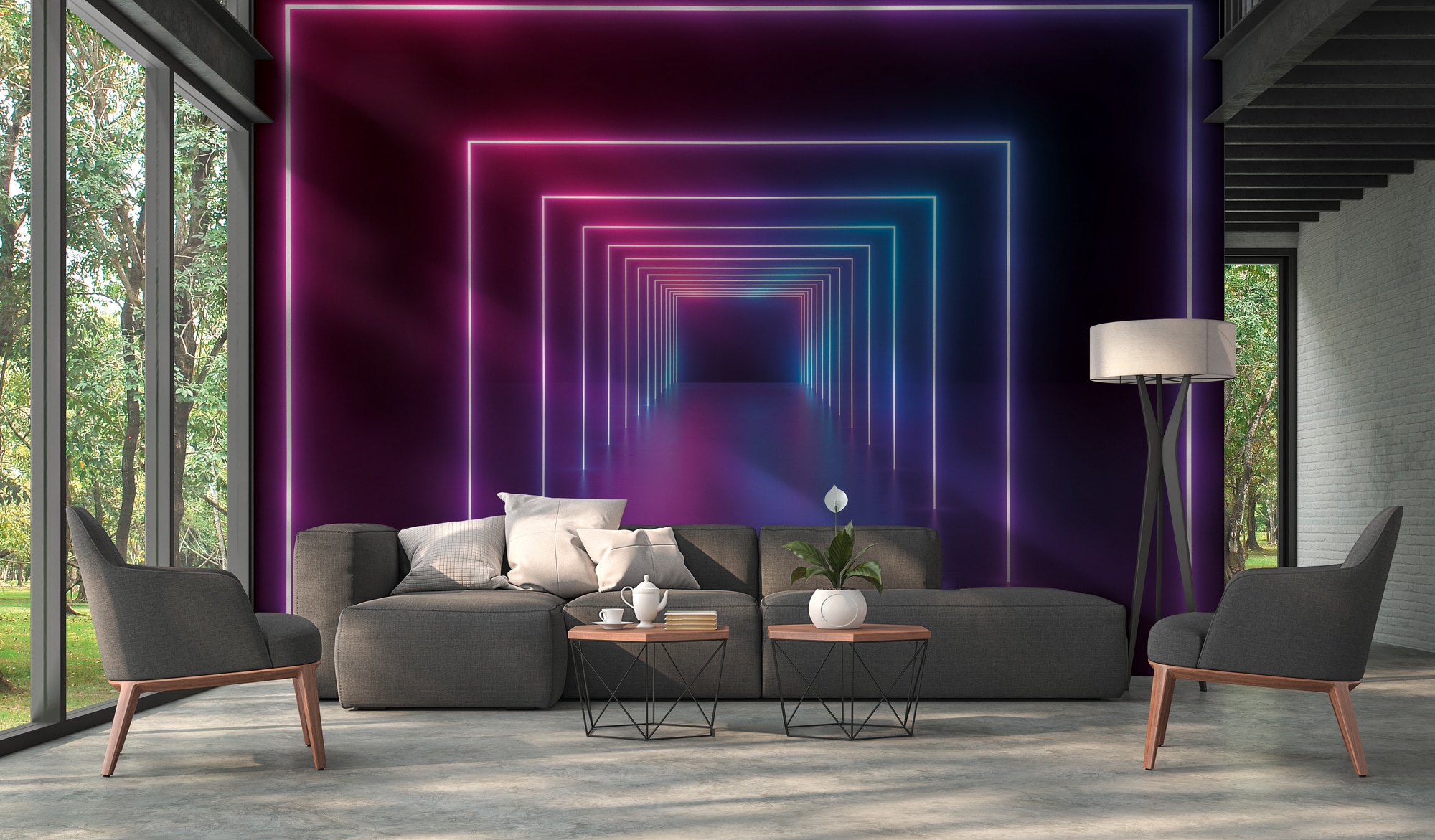 A.S. Création Vliestapete "Fototapete Neon Tunnel Pink Blau Futuristisches" matt strukturiert