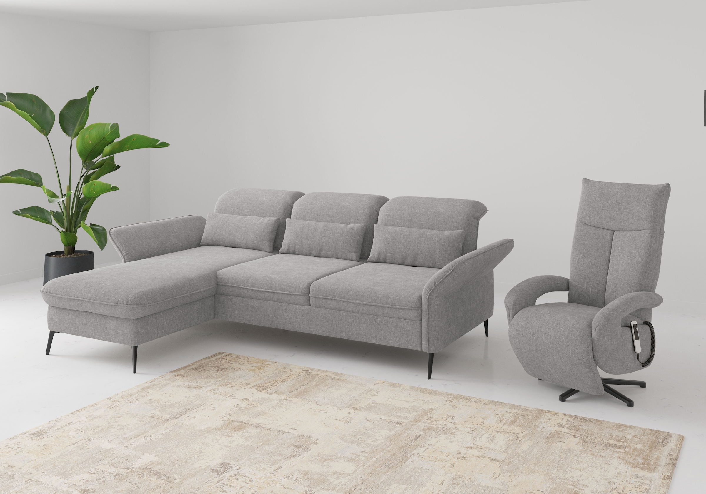 sit&more Ecksofa »Emely«, mit Sitztiefenverstellung optional mit Bettfunktion und Bettkasten