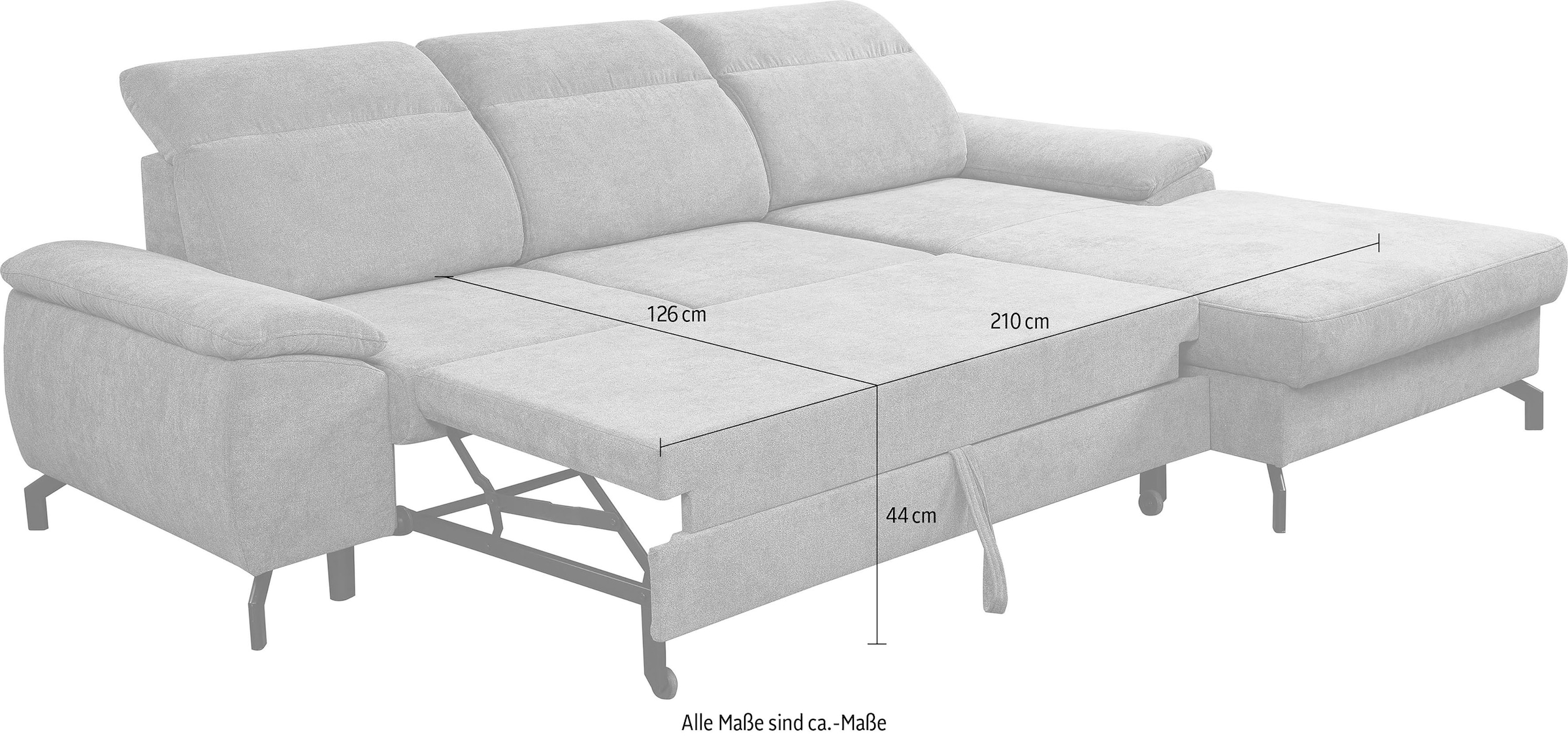 WERK2 Ecksofa »Panama L-Form«, Modernes Sofa mit Schlaffunktion, Bettkasten, Kopfteile verstellbar