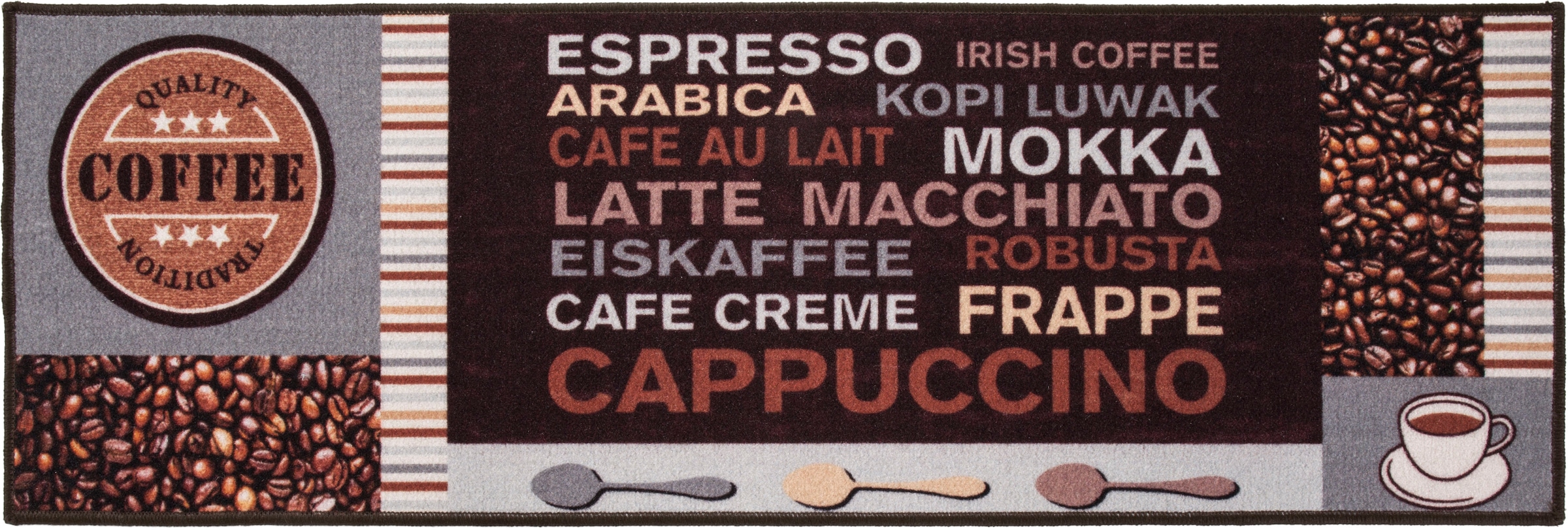 Andiamo Küchenläufer »Cafe Creme«, rechteckig, 4 mm Höhe, Motiv Kaffee, mit Schriftzug, Größe 50x150 cm, Küche