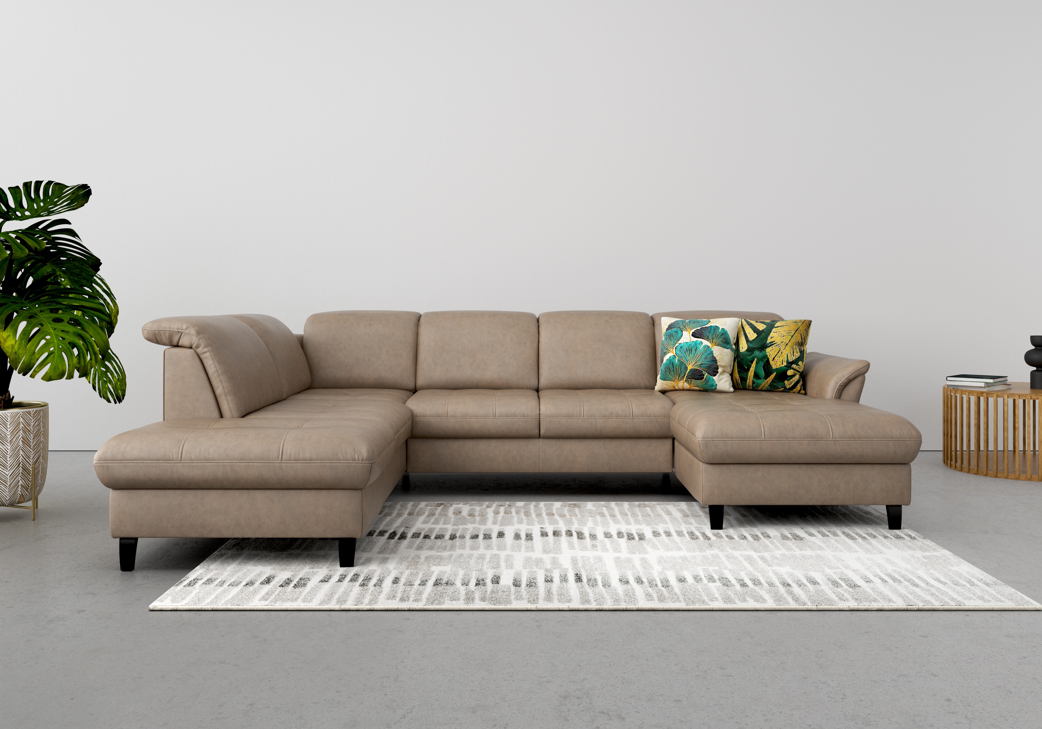 sit&more Wohnlandschaft "Maggiore U-Form" wahlweise mit Kopfteilverstellung, Schlaffunktion und Stauraum