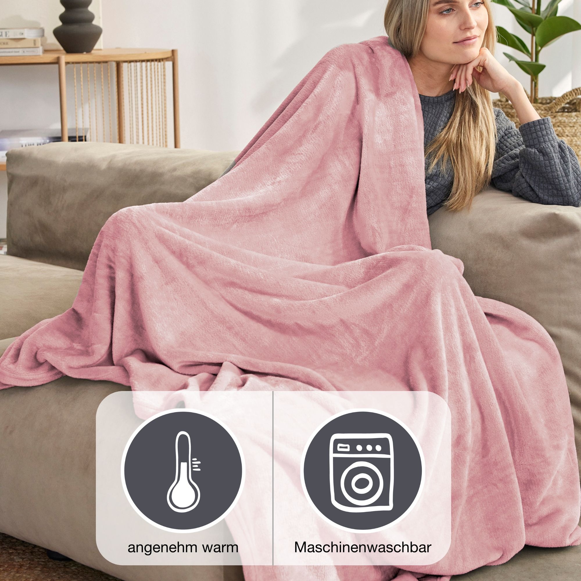 IBENA Wohndecke »Uni Fleecedecke Olbia«, einfarbig schick, Kuscheldecke