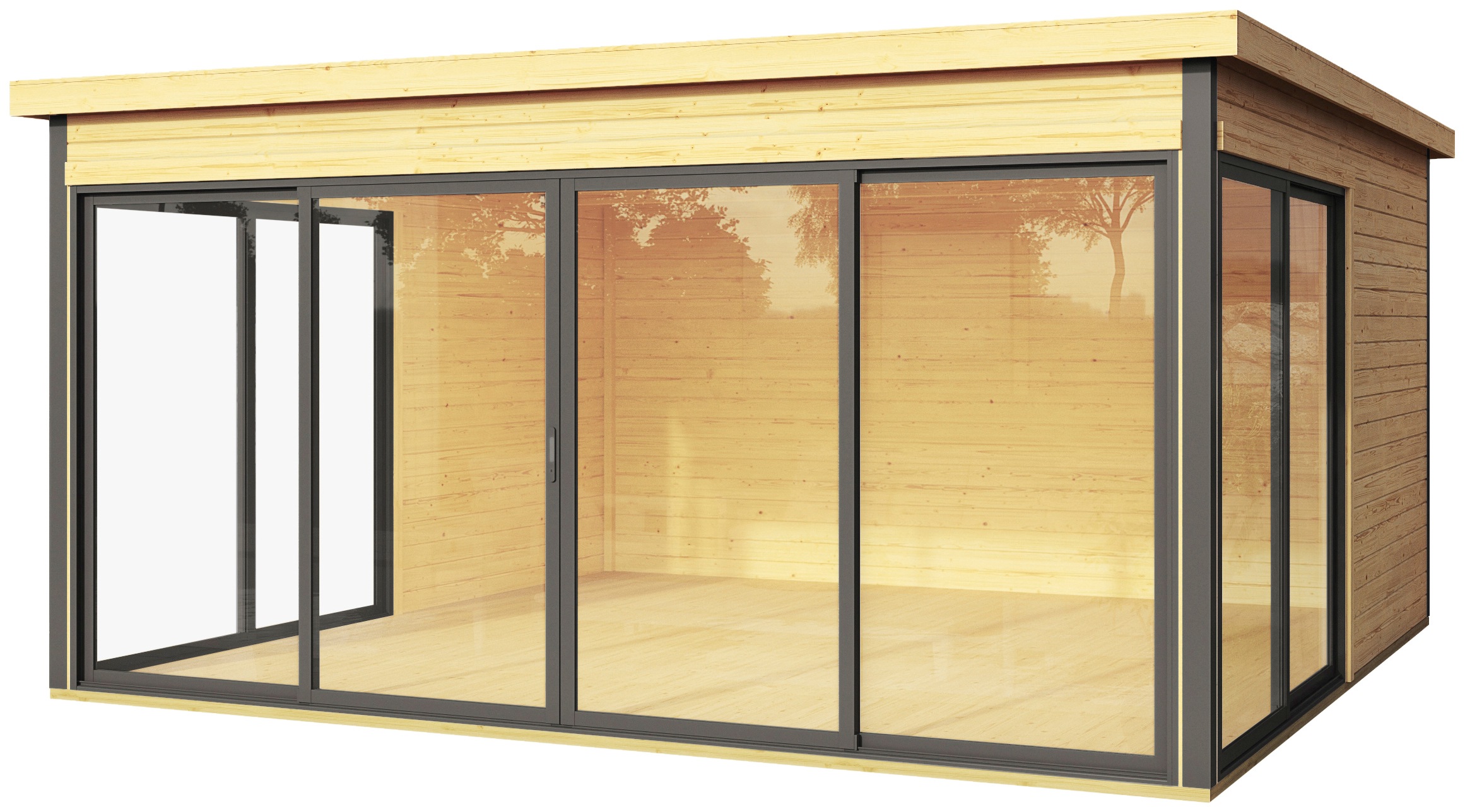 LASITA MAJA Gartenhaus "DOMEO 5 NATUR/ANTHRAZIT" Fundamentmass 4180 x 4180, günstig online kaufen