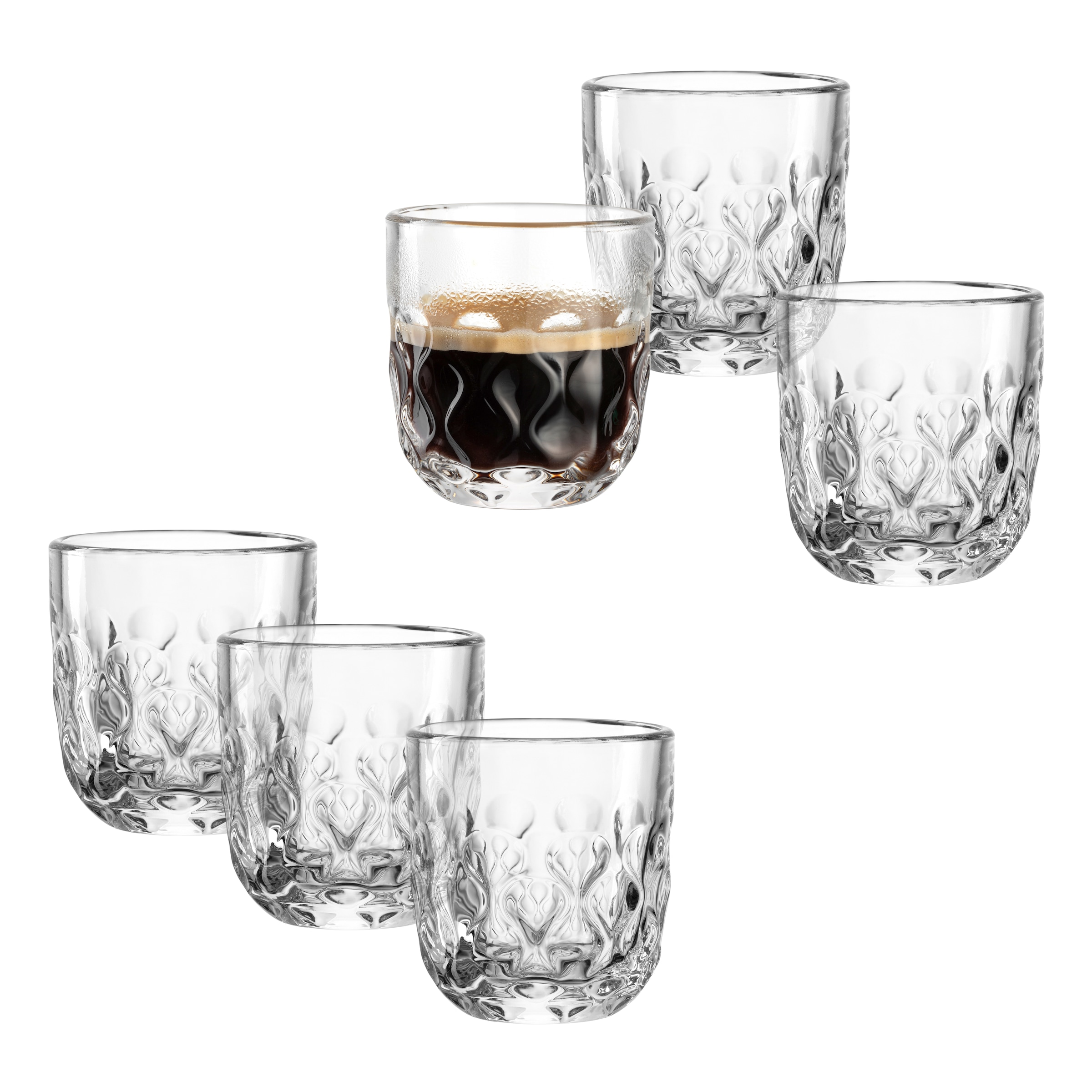 LEONARDO Espressoglas "GOCCE, 90 ml, 6er-Set" 2. Variante, mit Tropfenrelie günstig online kaufen
