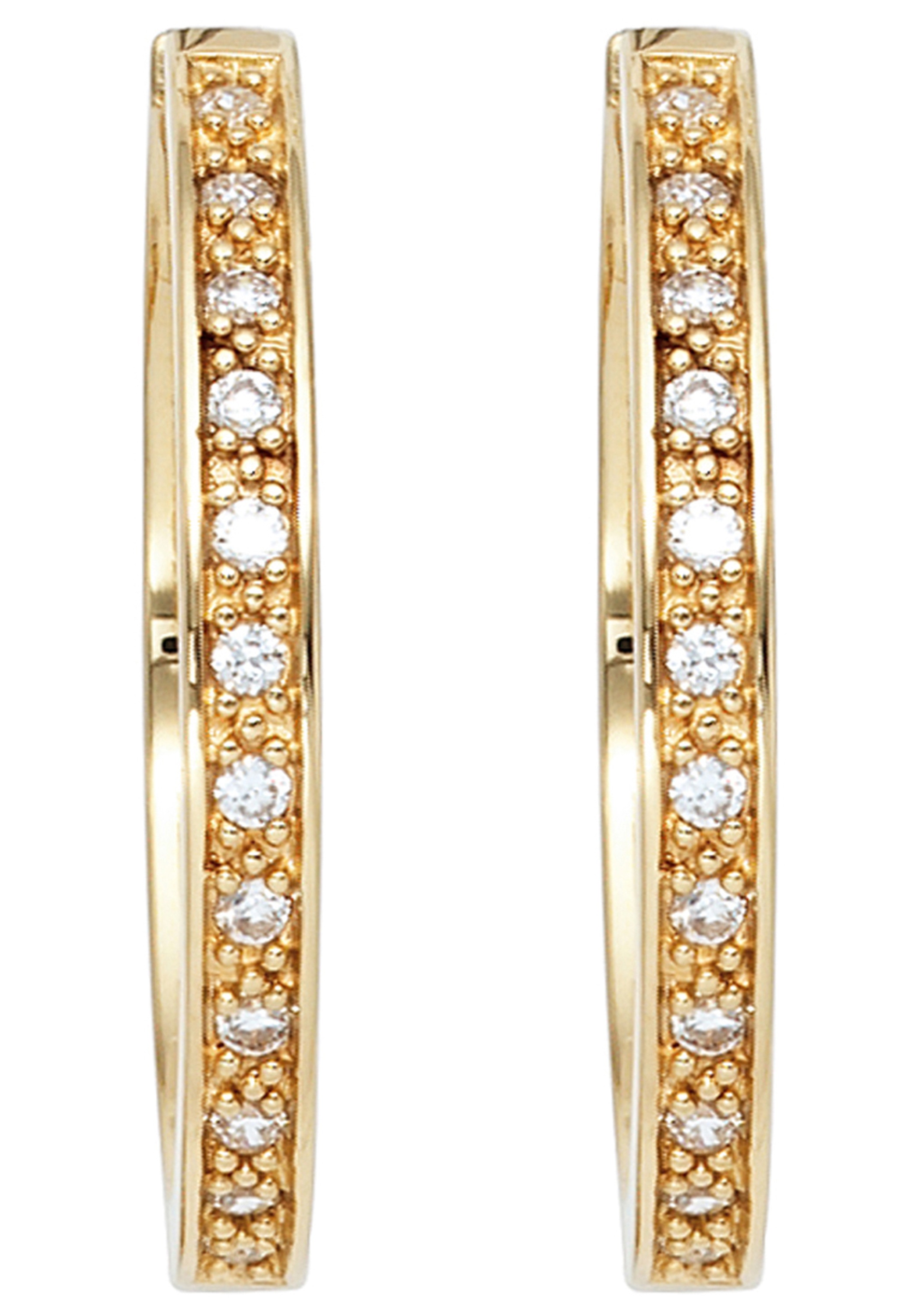 JOBO Paar Creolen 925 Silber vergoldet mit Zirkonia