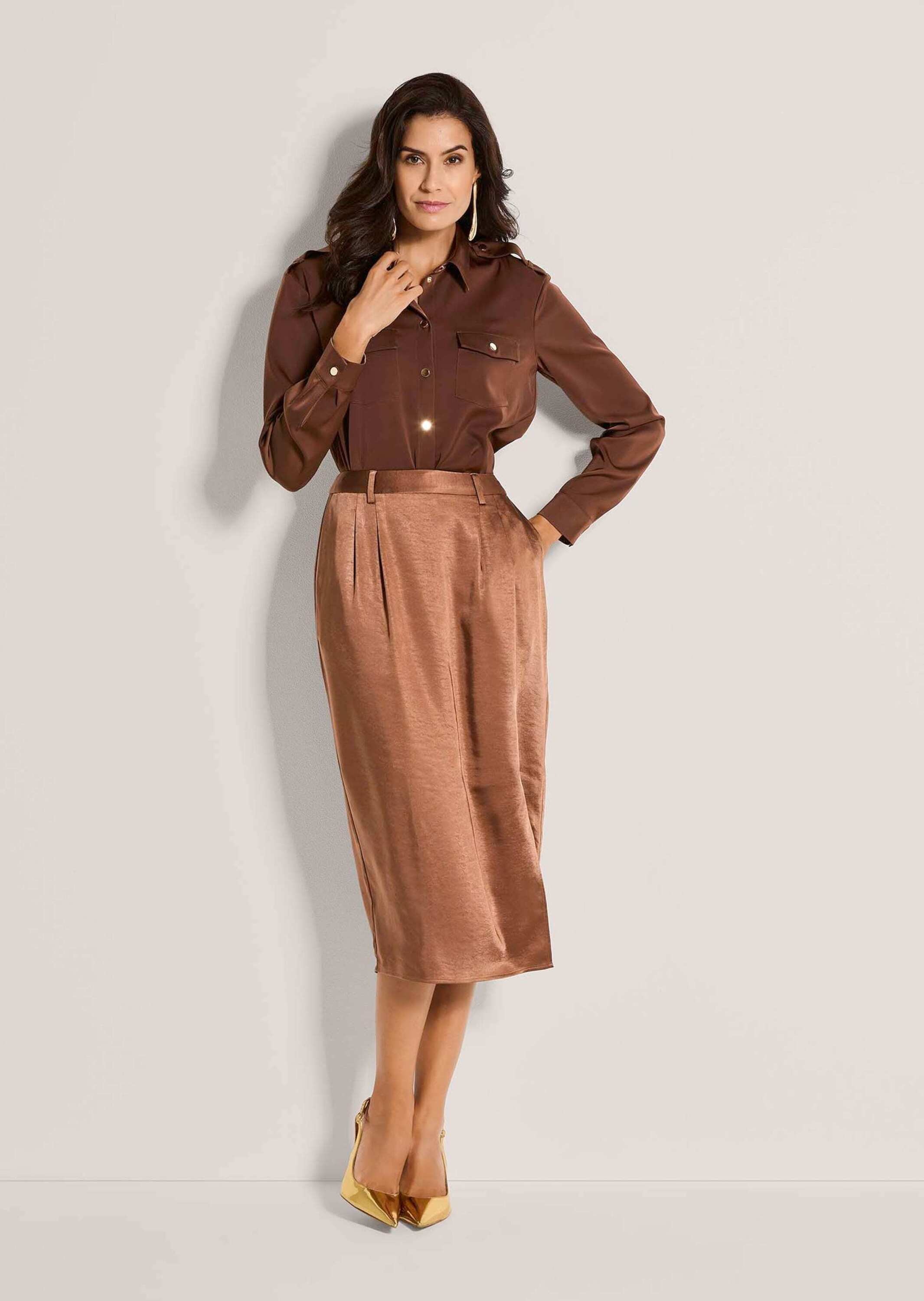 MADELEINE Midirock "Satinrock Midirock mit Seitenschlitz" Langer Satinrock günstig online kaufen