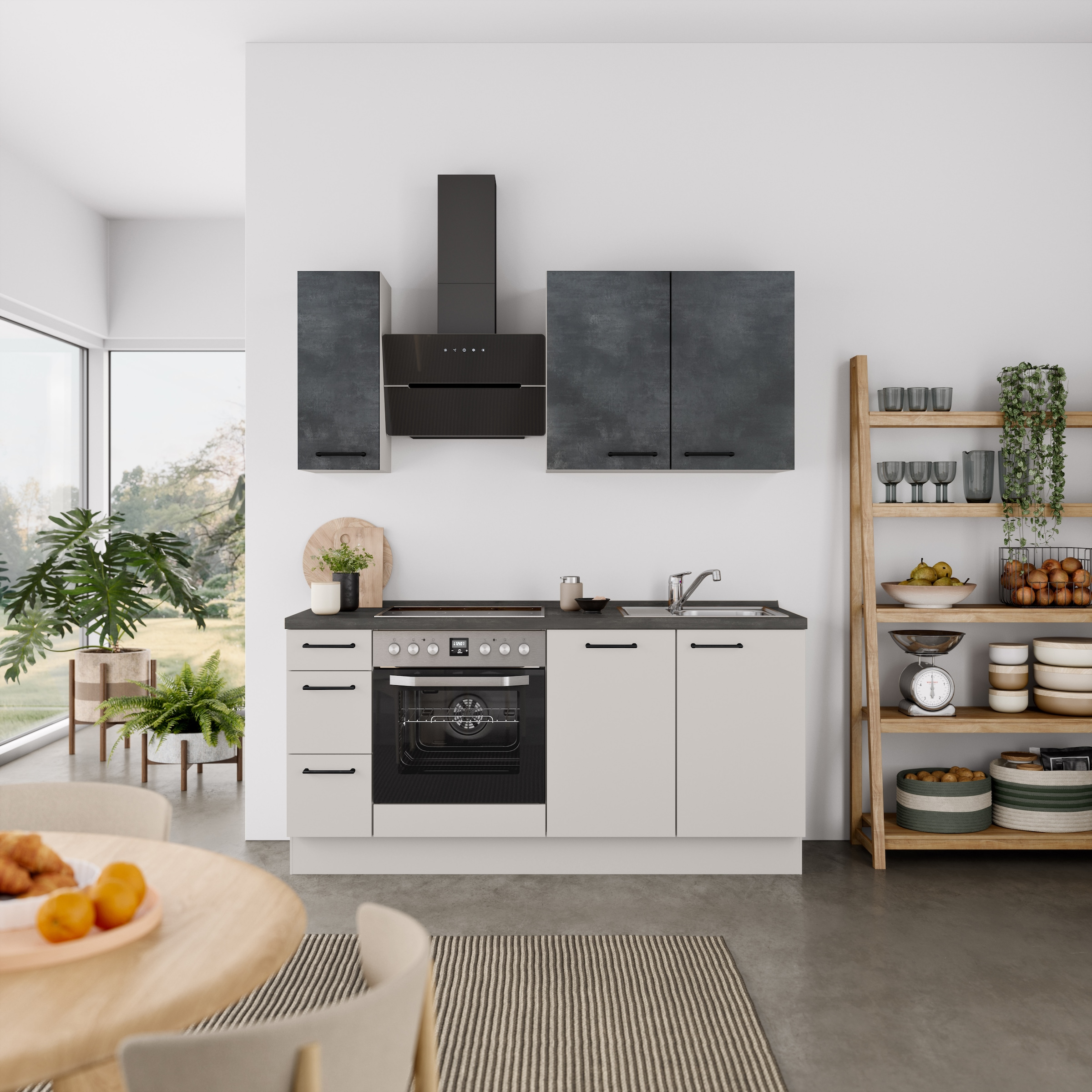nobilia® Küchenzeile »"MIAMI", NEU: individuell anpassbar mit gratis Profi-Beratung« vormontiert, Breite 180 cm, Ausrichtung wählbar, wahlw. mit E-Geräten