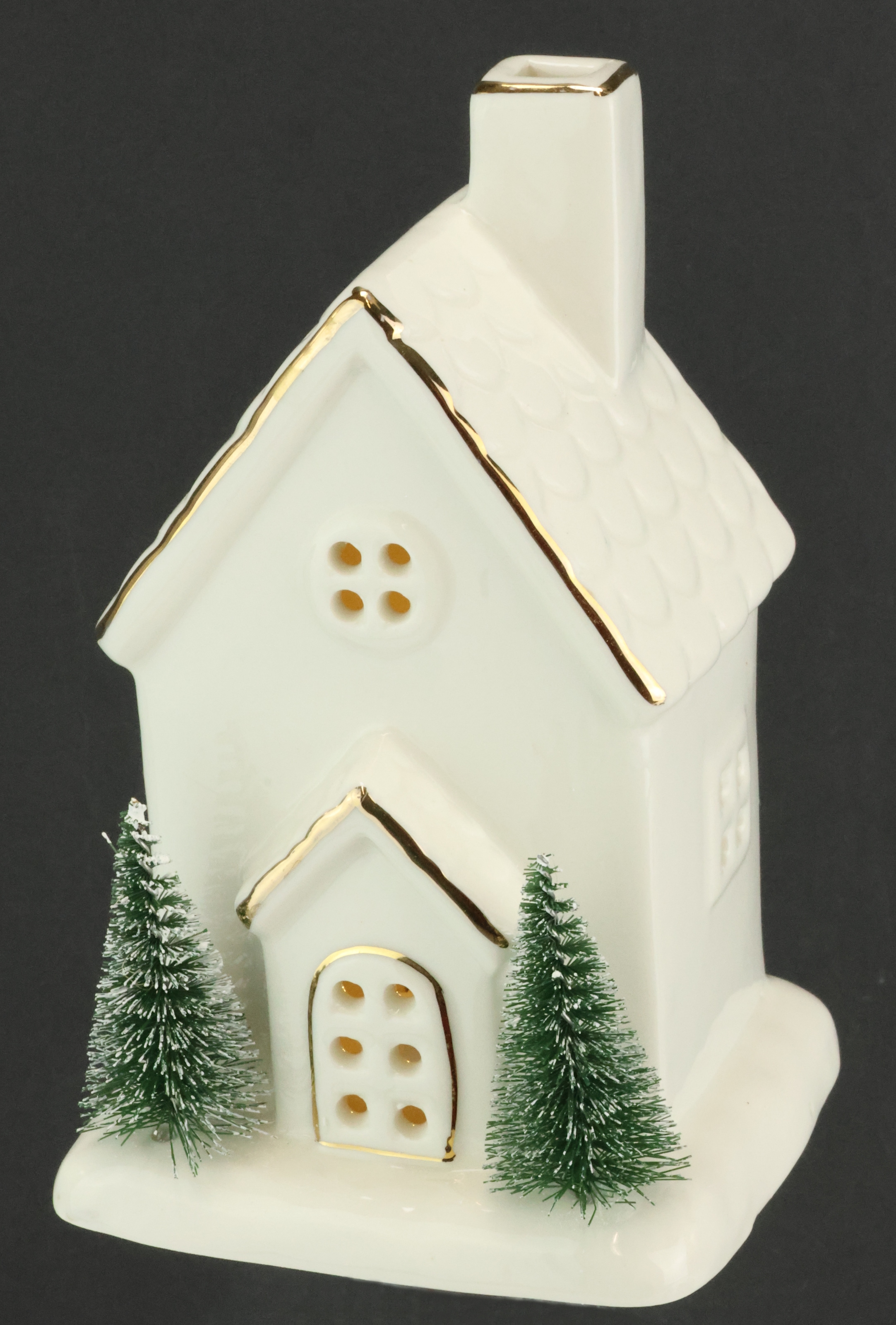I.GE.A. LED-Dekofigur »LED-Haus« Dekoobjekt LED batteriebetrieben Weiß Gold Weihnachtsdeko