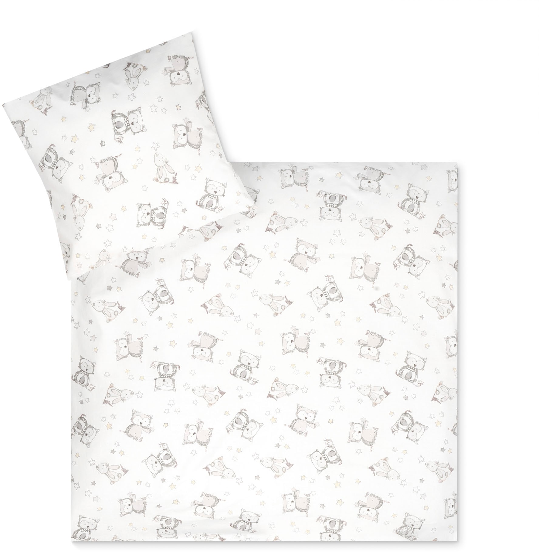 Julius Zöllner Kinderbettwäsche "Häschen und Eule" 2 Stk. mit Hasen und Eul günstig online kaufen