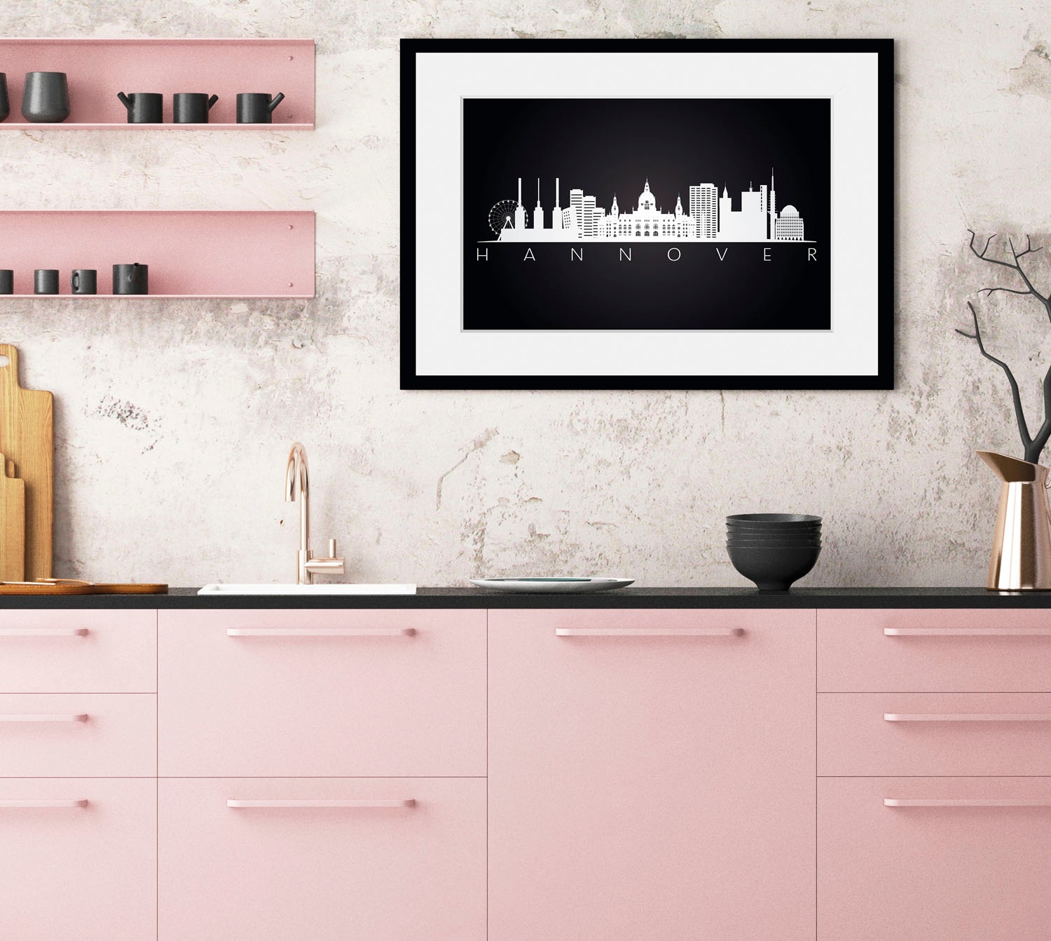 queence Bild "Hannover Skyline", Städte-Stadt-Deutschland-Schwarz-Weiß-Gebä günstig online kaufen