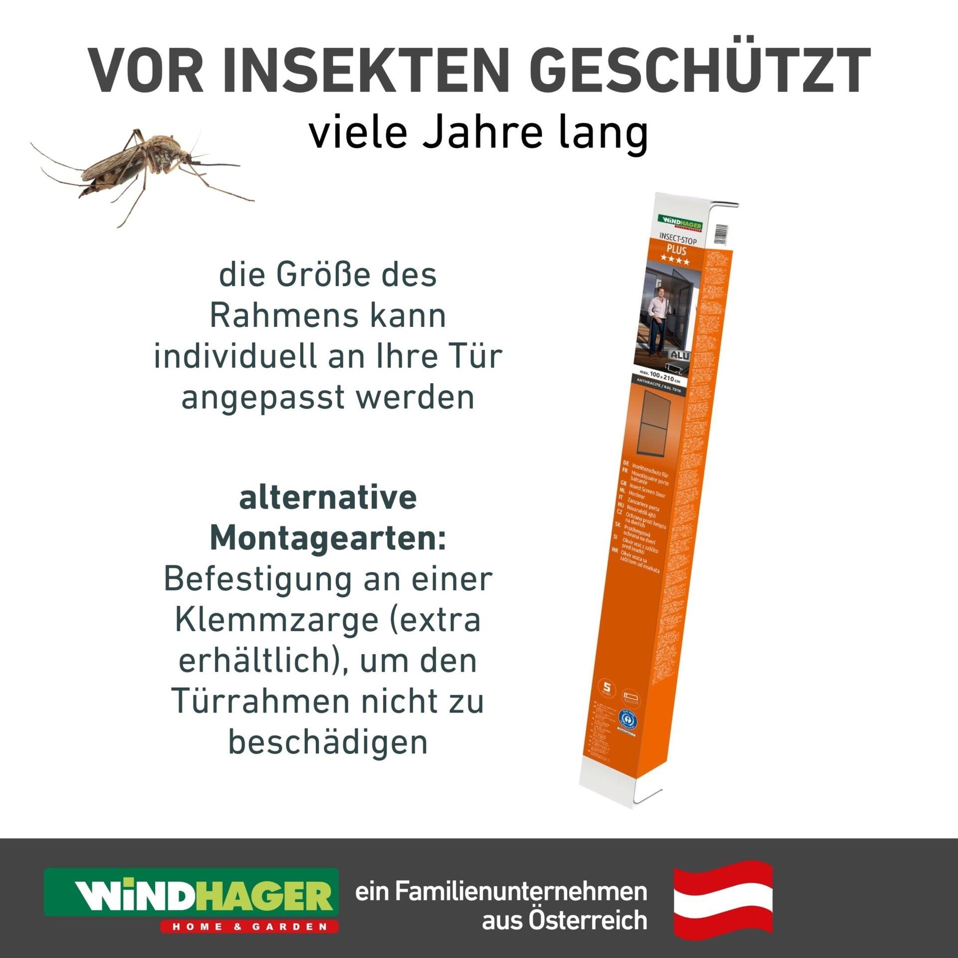 Windhager Insektenschutz-Tür »Plus für Balkon- und Terrassentüren, hochwertige Fliegengittertür« Fliegengitter in weiß oder anthrazit erhältlich, 100 x 210 cm