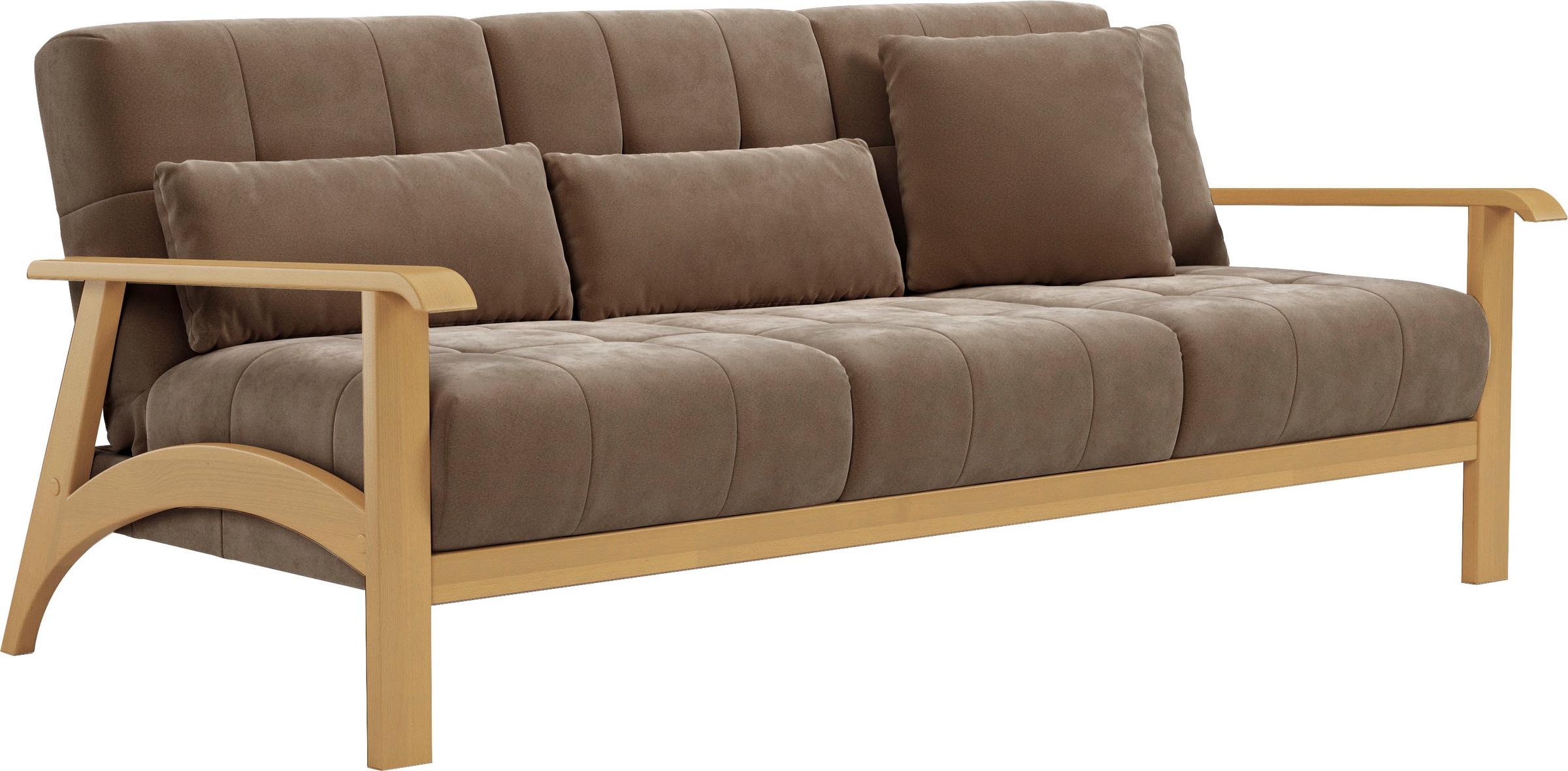 sit&more 3-Sitzer »Billund«, Armlehnen aus eichefarbigem Buchenholz, verschiedene Bezüge und Farben