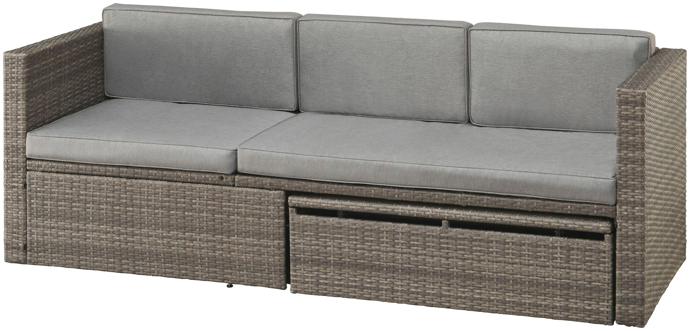 KONIFERA Gartenlounge-Set »Lagos Premium«, (13 tlg.), 3er-Sofa, 3 Hocker, Tisch, Polyrattan