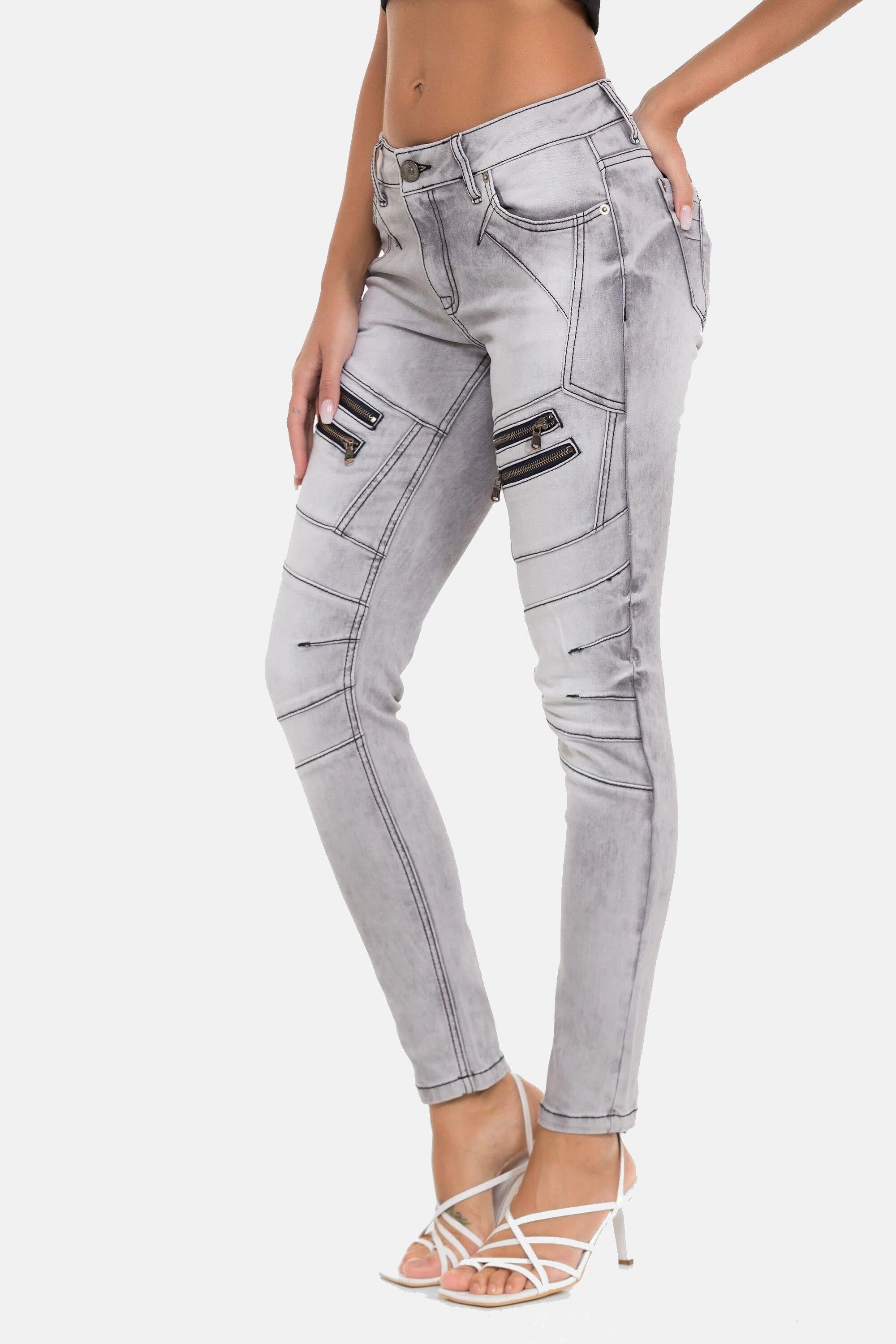 Cipo & Baxx 5-Pocket-Jeans »WD501« Auffällige Zipp-Details & Ziernähte