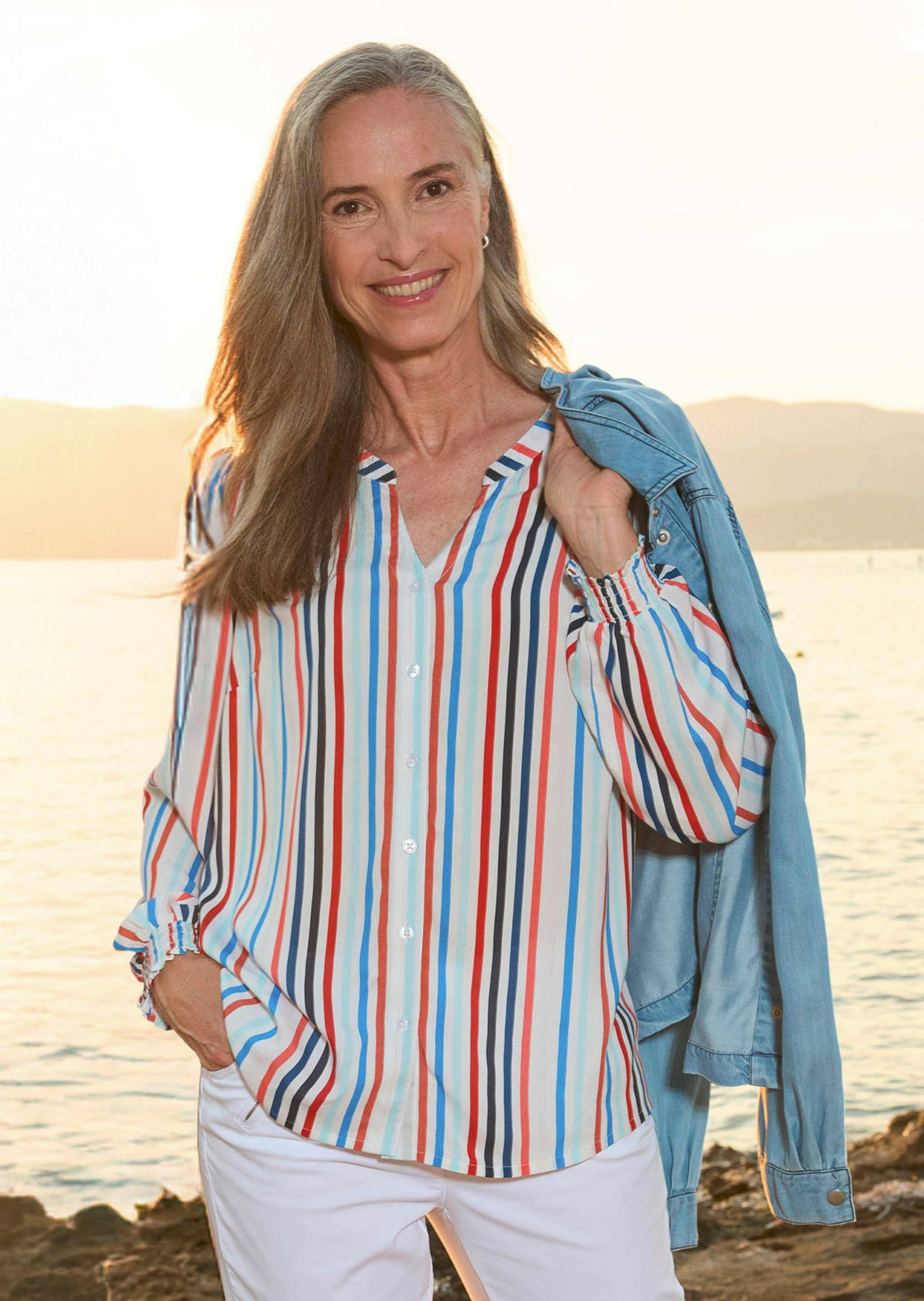 GOLDNER Klassische Bluse "Streifenbluse mit Smokbündchen" günstig online kaufen