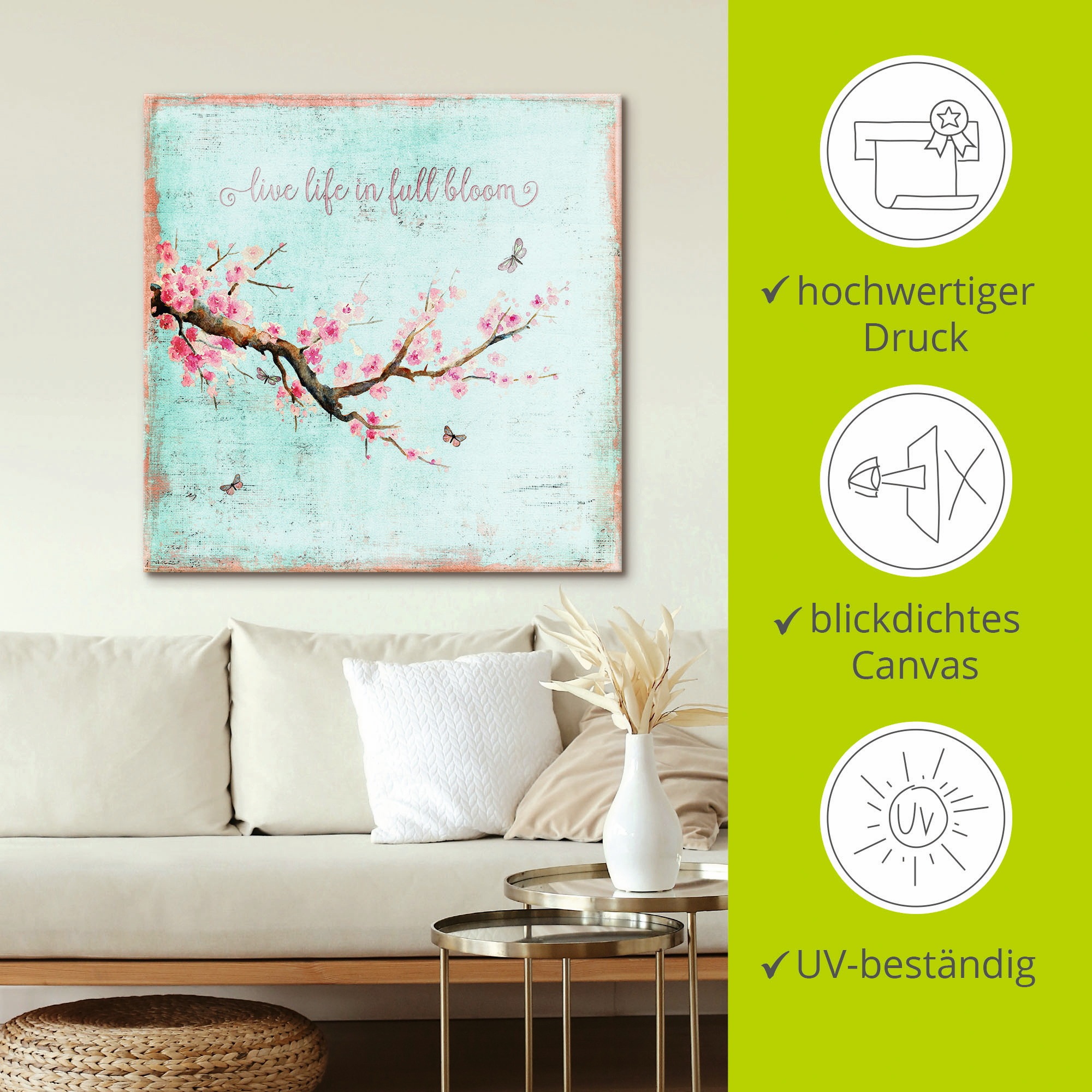 Artland Wandbild »Kirschblüte«, Blumen, (1 St.), als Alubild, Outdoorbild, Leinwandbild, Poster, Wandaufkleber