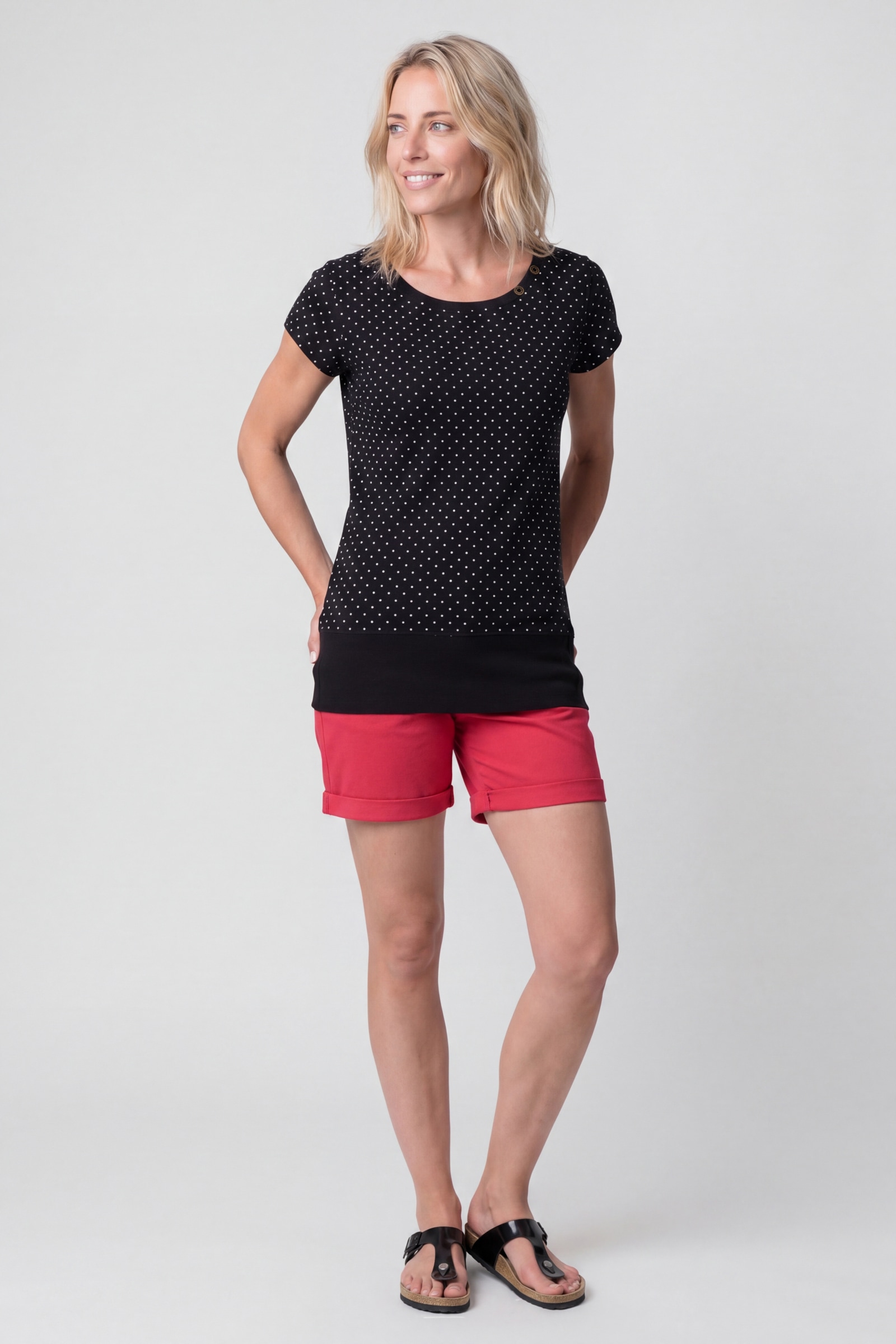 Alife & Kickin Rundhalsshirt »Damen BirteAK P Kurzarmshirt, Shirt« Kurzarm mit Polka-Dot-Allover-Print, Scoop-Neck und Rippbund