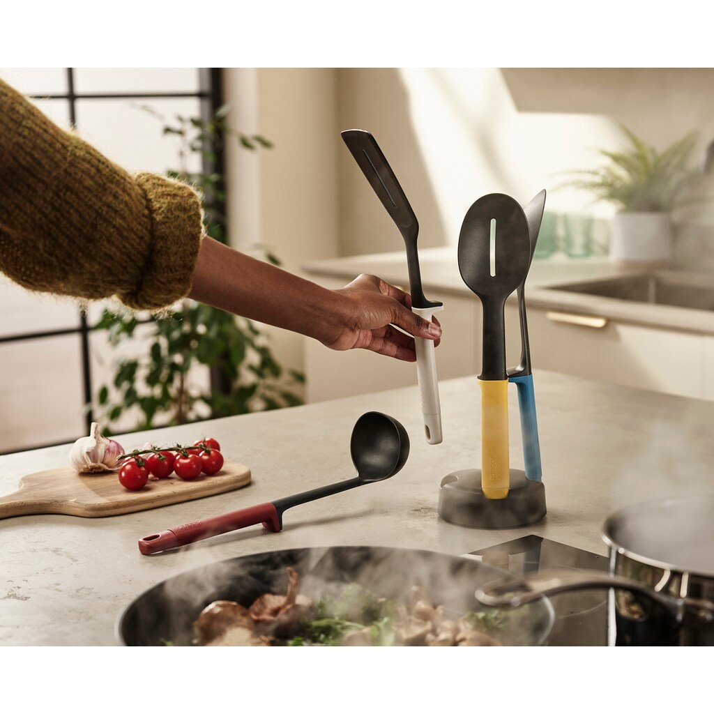 Joseph Joseph Kochbesteck-Set »Elevate™ Slim«, (Set, 5 tlg., Storage stand, Slotted Turner, Slotted spoon, Solid spoon, Ladle)