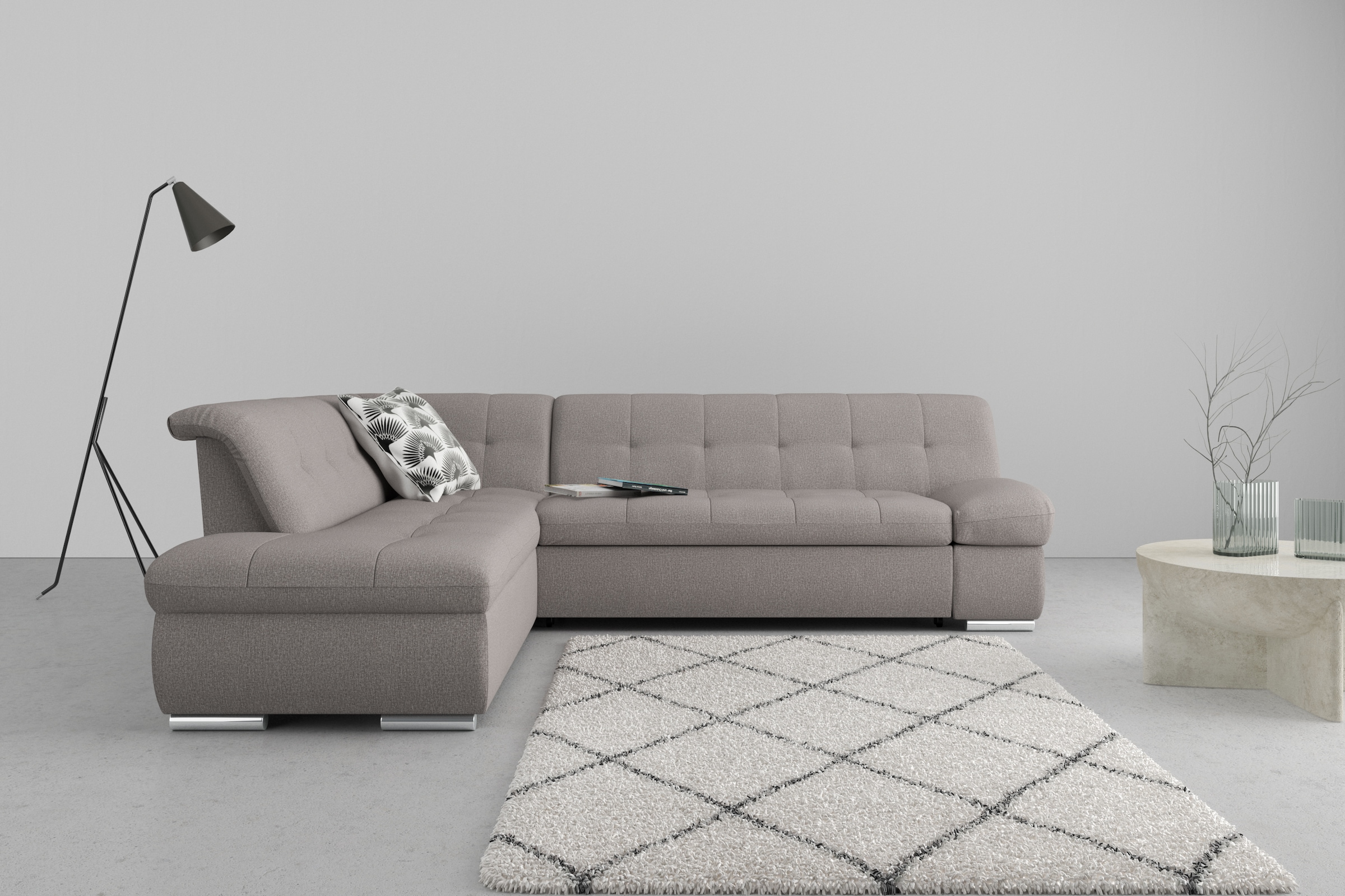 DOMO collection Ecksofa "MONA 271x213 cm, modern und komfortabel" whlw. mit Bett- und Armlehnfunktion, L-Form