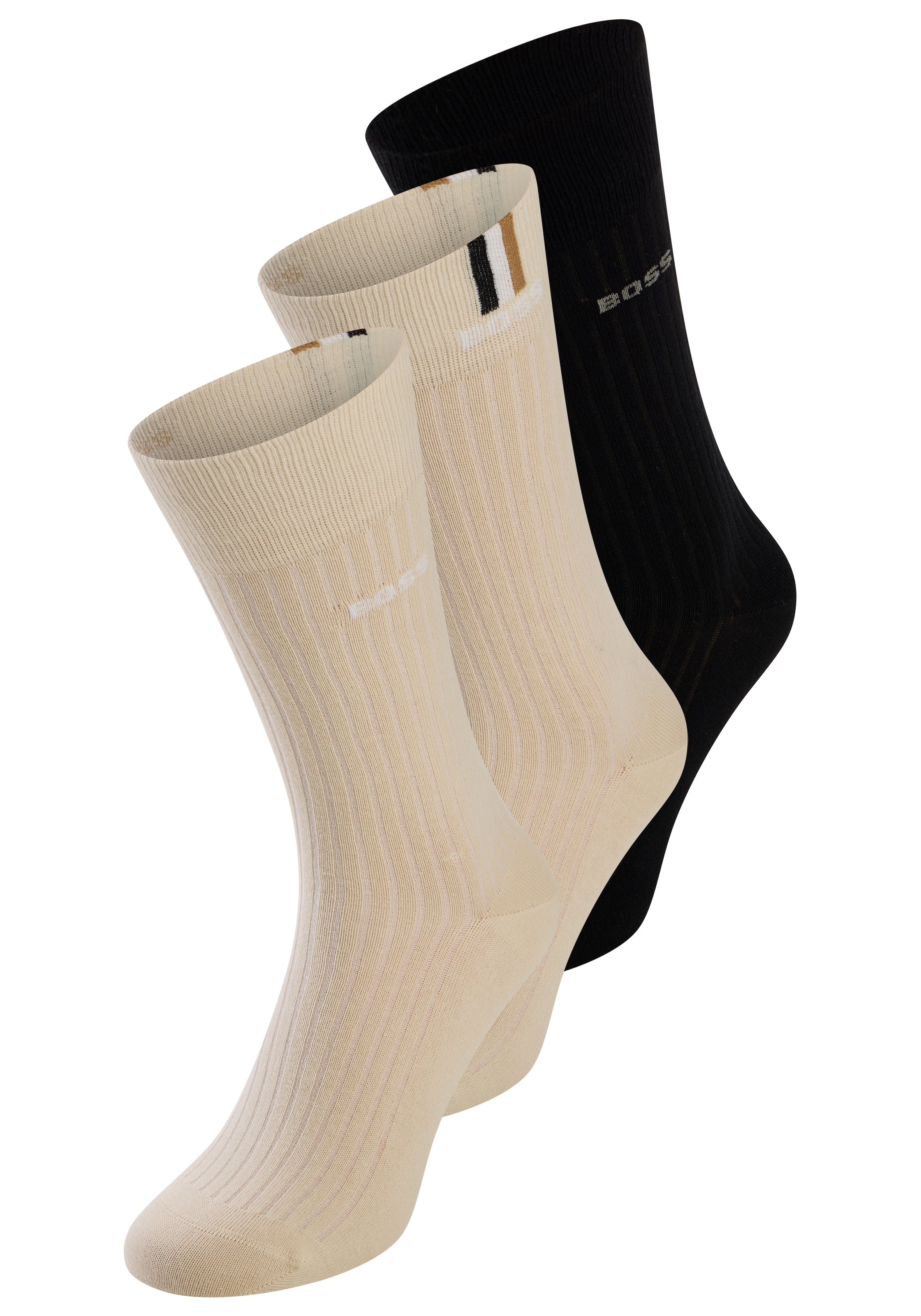 BOSS Socken "3P RS Rib Iconic CC" Packung, 3 Paar tlg. mit Rippstruktur