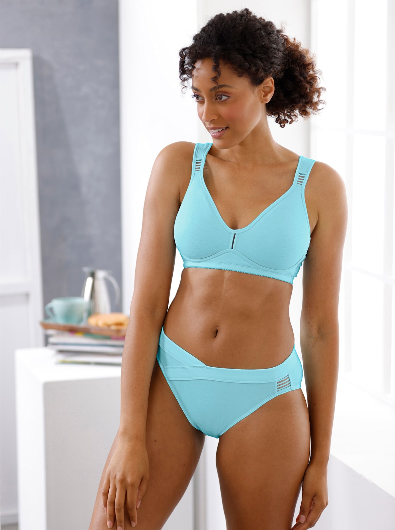 WÄSCHEPUR Damen Soft-BH, Gr. 85, blau, 43% Polyester, 30% Polyamid, 23% Baumwolle, 4% Elasthan, BHs