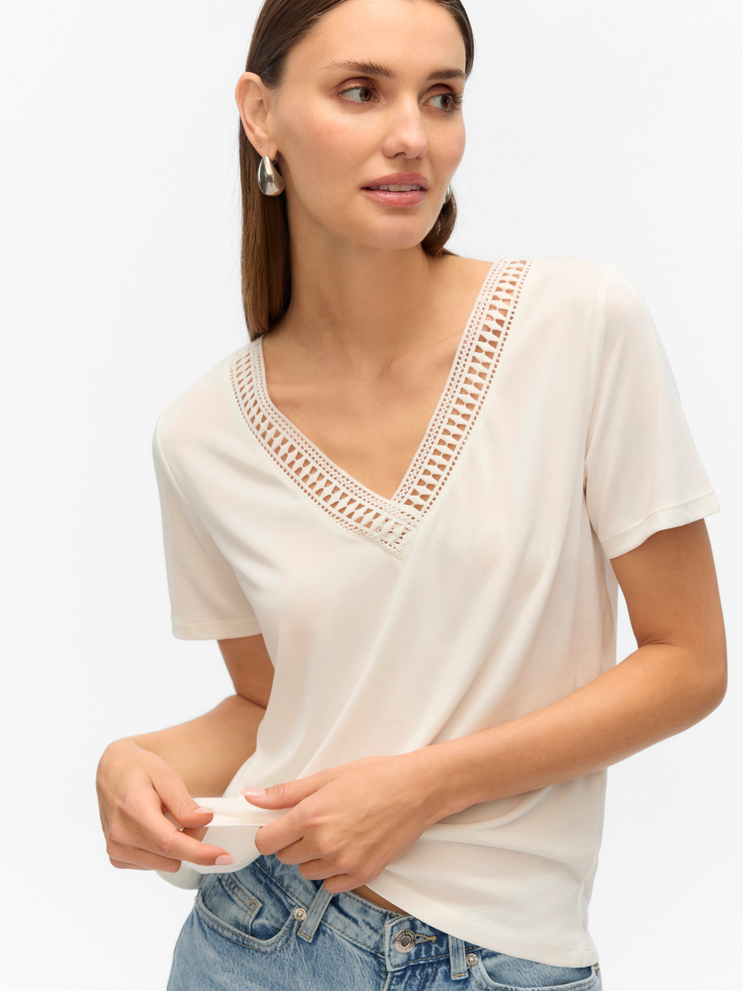 Vero Moda Kurzarmshirt »VMSAVANNAH LACE 2-WAY SS TOP JRS«