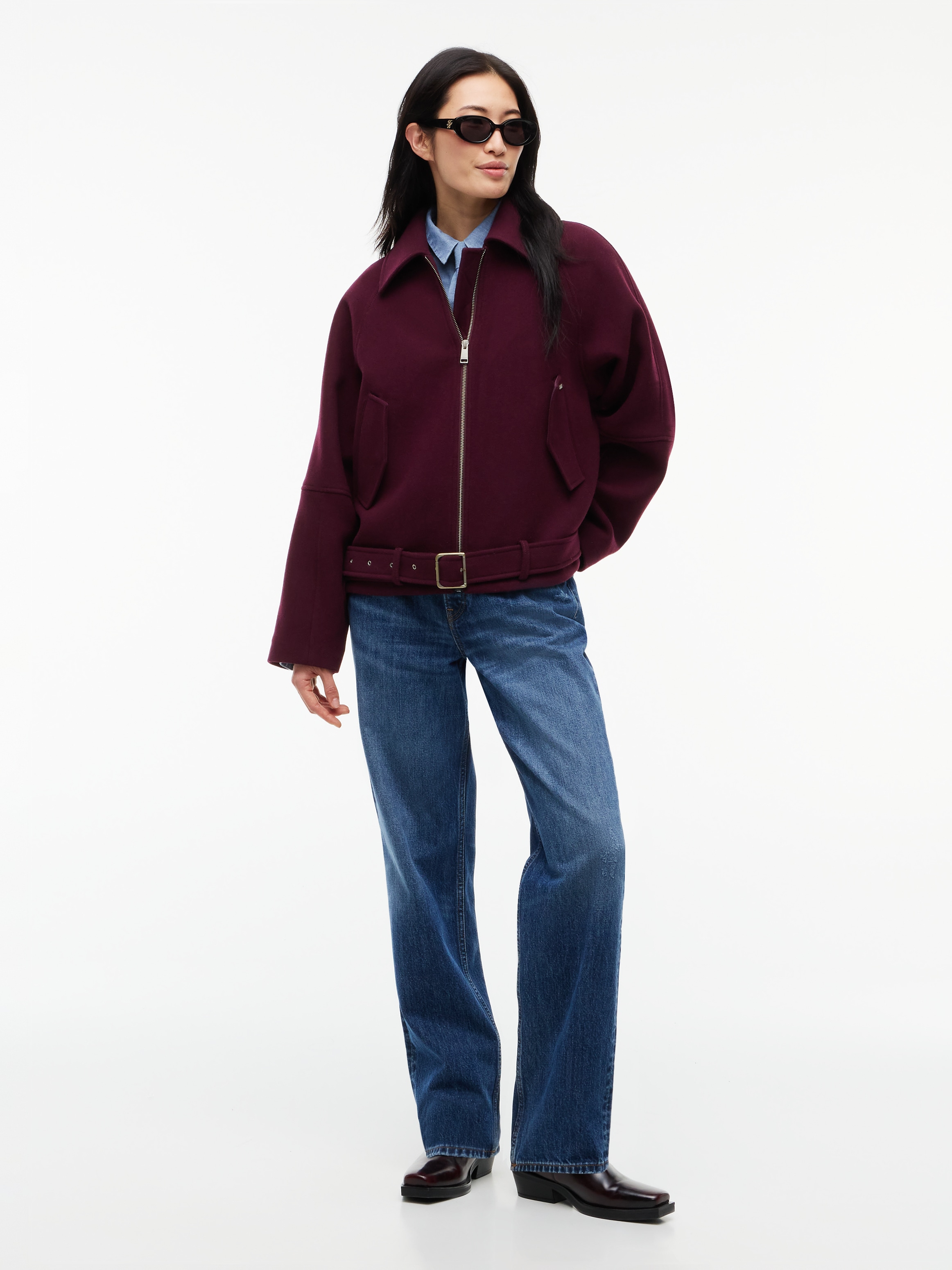 Tommy Jeans Kurzjacke »TJW ZIP THRU WOOL JACKET« Materialmix, mit Wolle