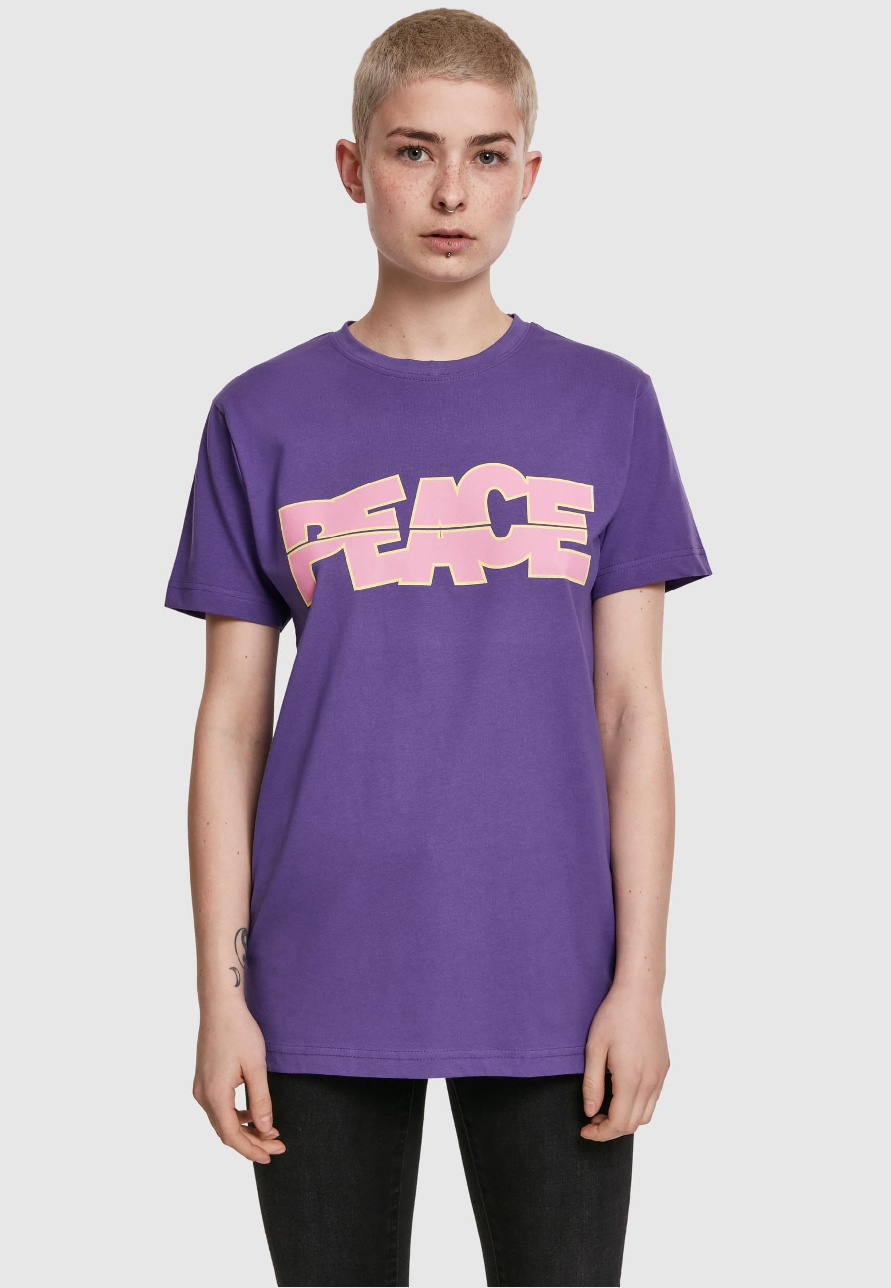 MisterTee Kurzarmshirt »MisterTee Damen Ladies Peace Tee«, (1 tlg.)