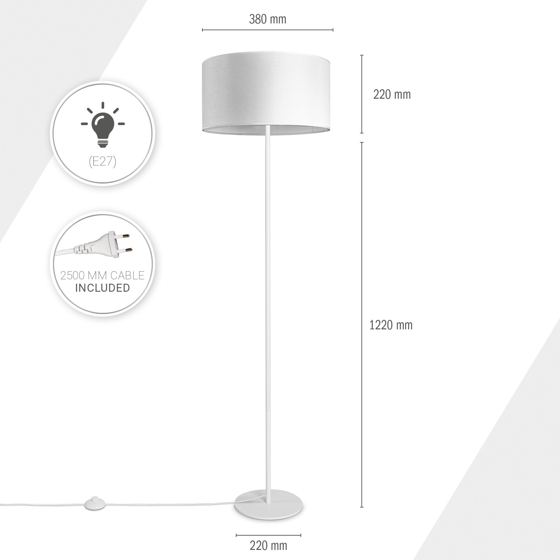 Paco Home Stehlampe »LUCA CANVAS UNI COLOR«, Lampenschirm Stoff Wohnzimmer Leselampe Büro E27 Stehlampe Skandi