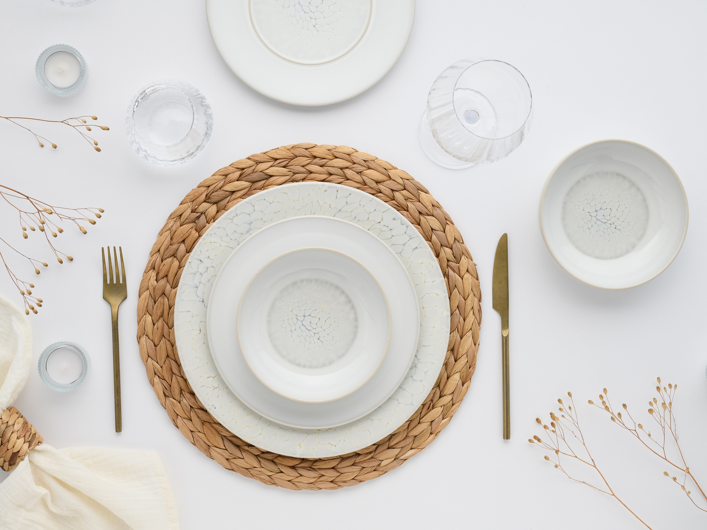 CreaTable Teller-Set »Unico, Tellerset, 12-tlg.« Eleganter Flair, Breite Fahne, Edel