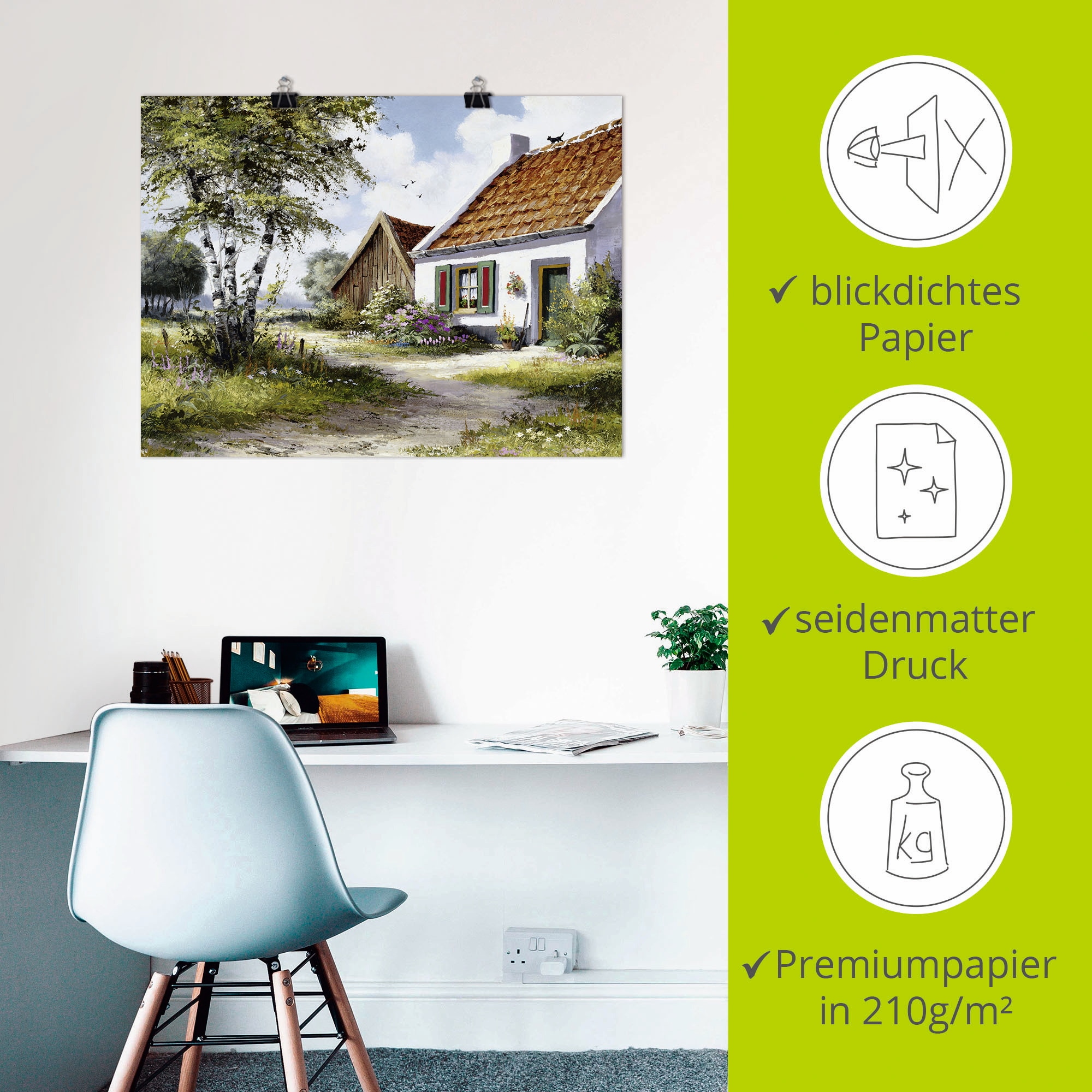Artland Wandbild »Katze auf dem Dach«, Garten, (1 St.), als Leinwandbild, Poster, Wandaufkleber in verschied. Größen
