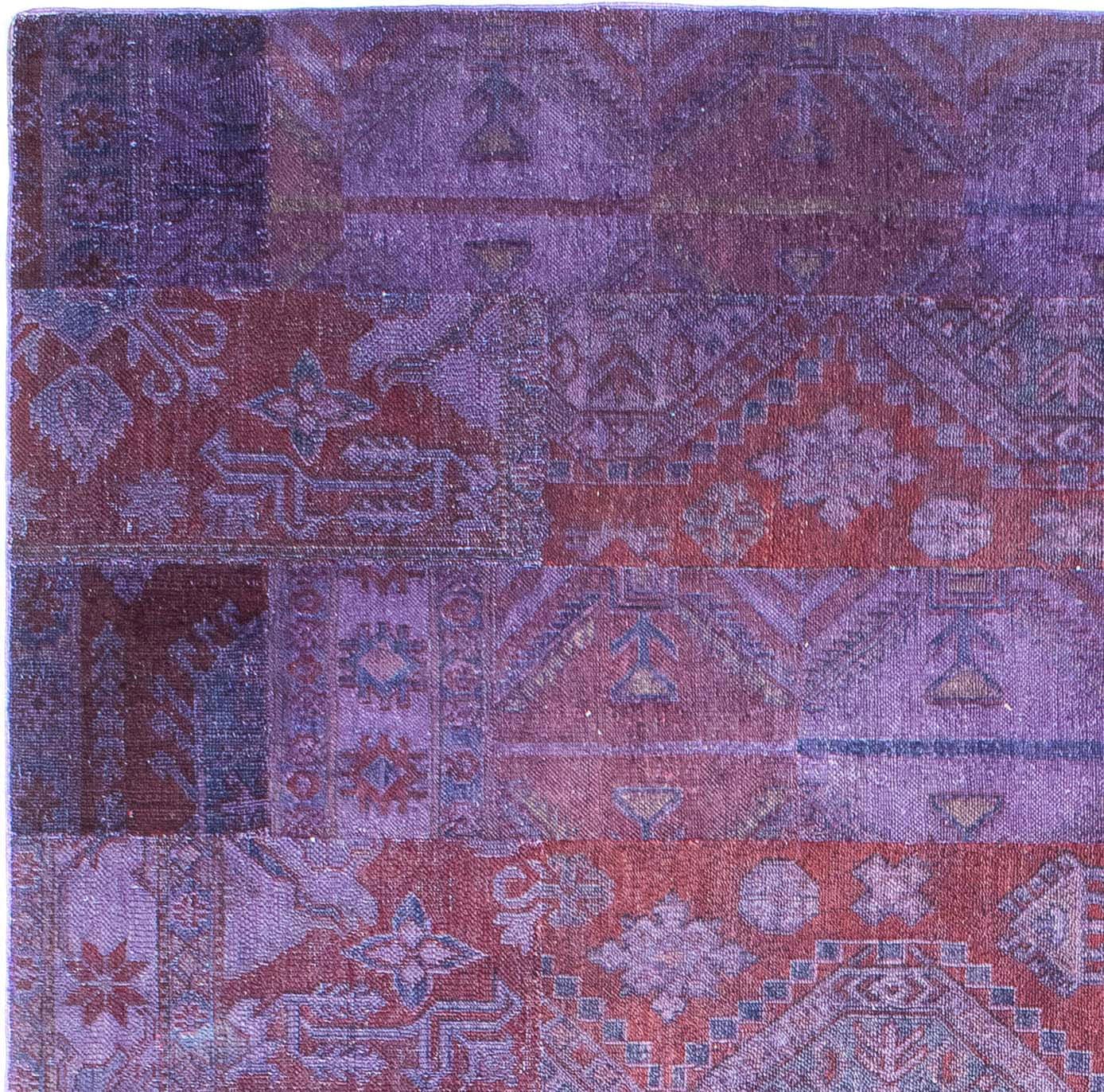 morgenland Teppich »Patchwork - 299 x 239 cm - lila«, rechteckig, Wohnzimmer, Handgeknüpft, Einzelstück mit Zertifikat