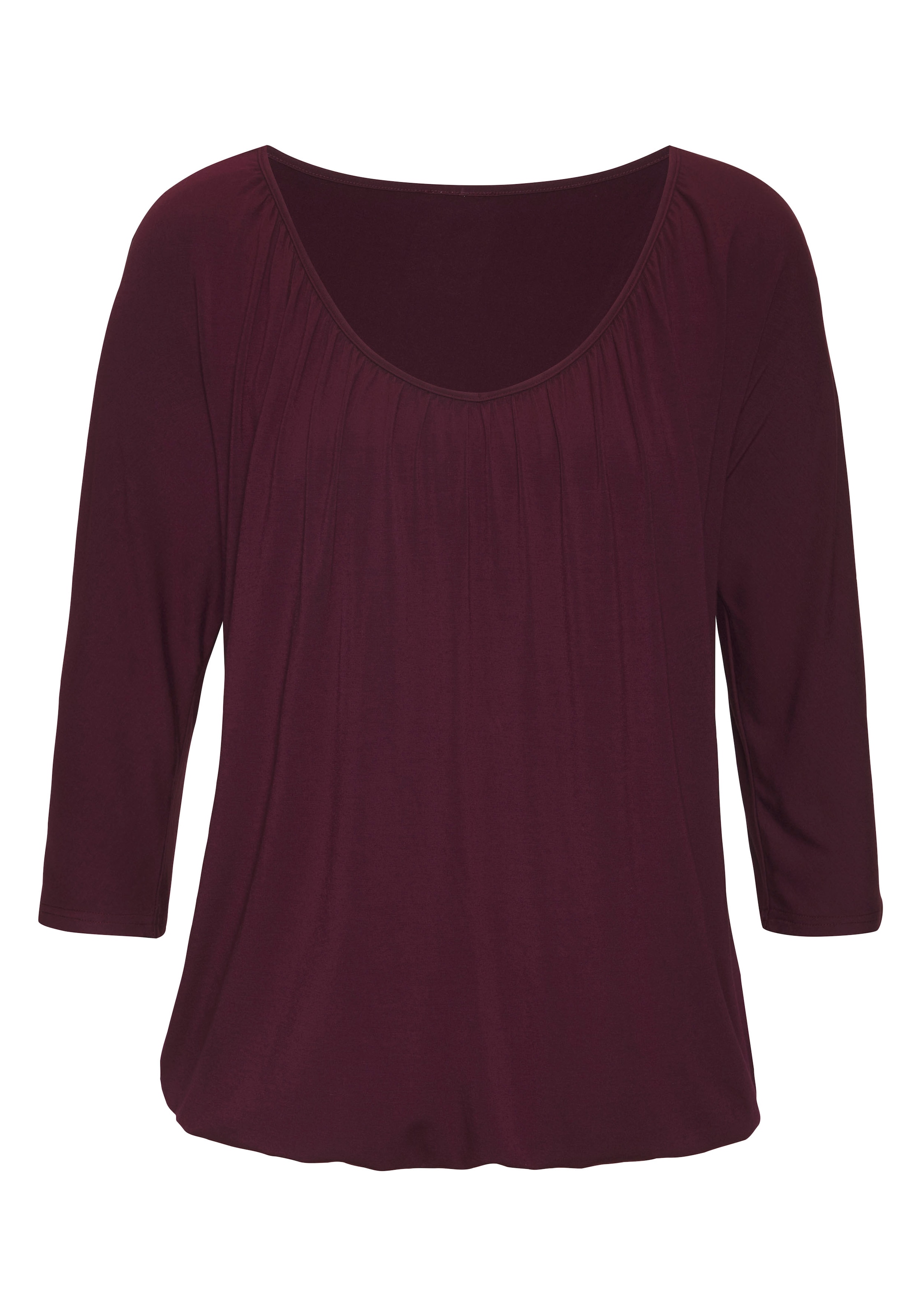 LASCANA 3/4-Arm-Shirt »mit zarter Raffung am Ausschnitt«, (2er-Pack), aus weichem Viskose-Stretch