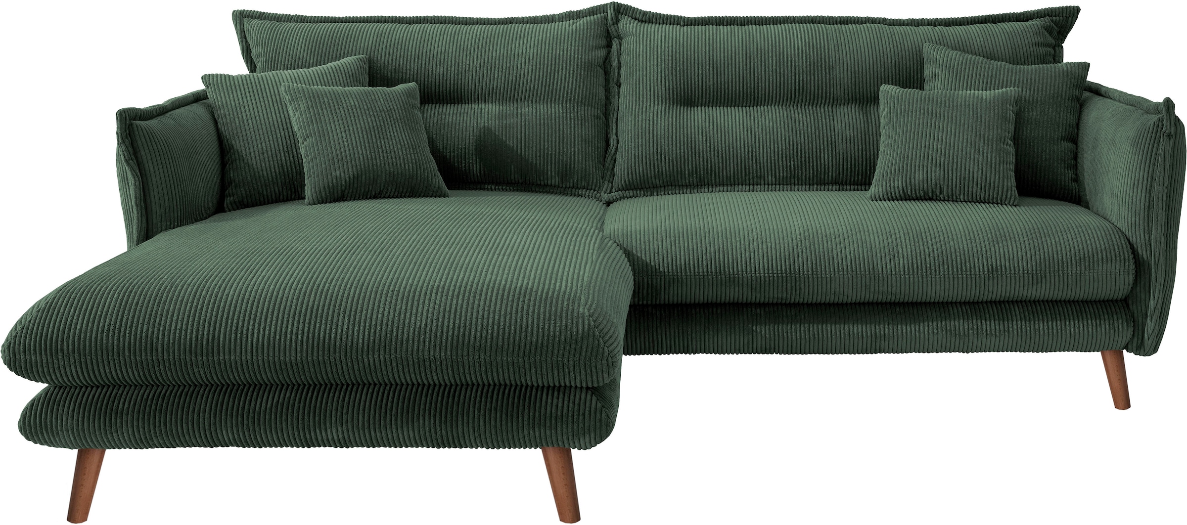 INOSIGN Ecksofa »Lazio modern und bequem, schmale Armlehnen, tolle Detailverarbeitung«, zwei verschiedene Fußfarben wählbar
