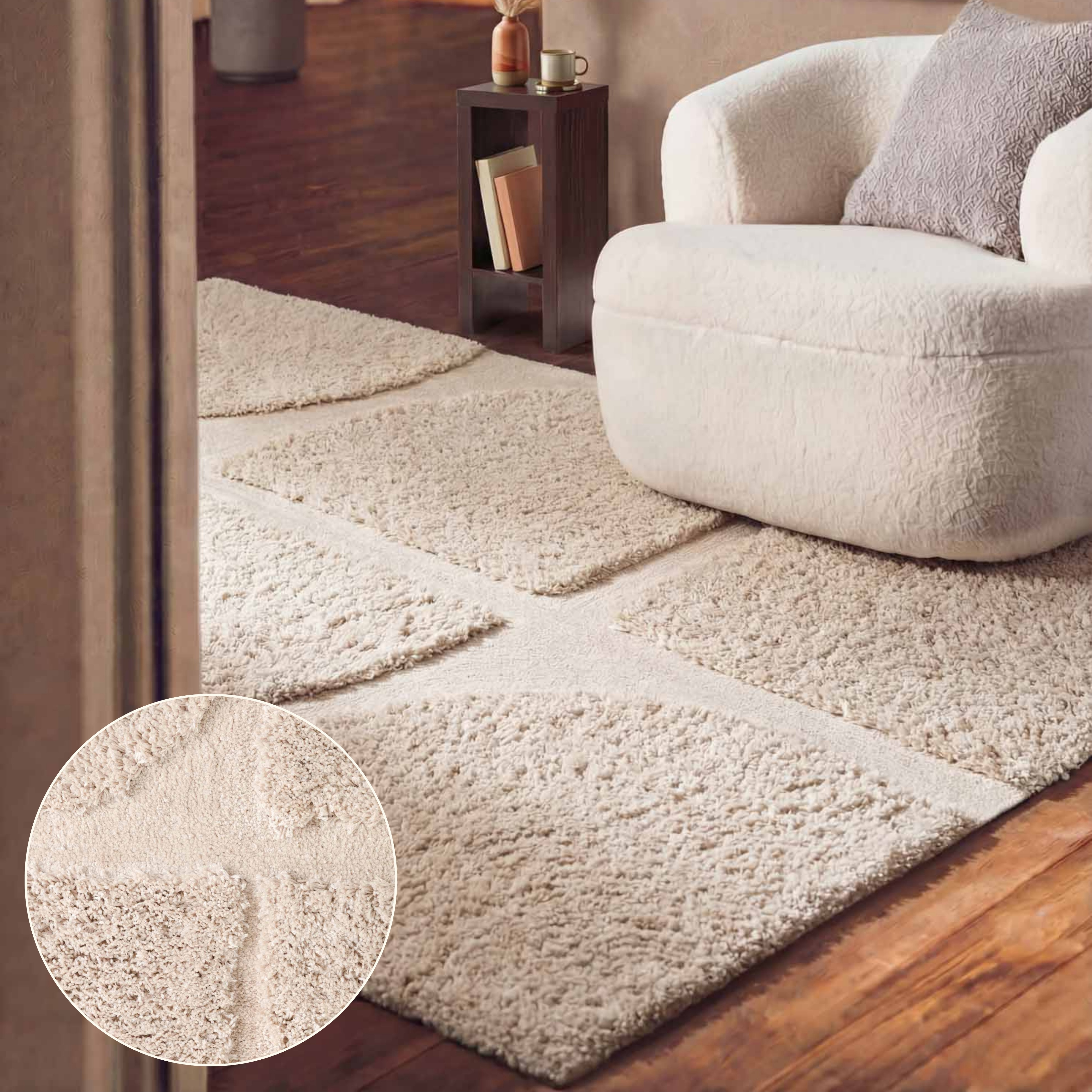Ted Baker Hochflor-Teppich "Jasper, auch in rund" rechteckig 25 mm Höhe Hoch-Tief-Struktur, Weich, Shaggy, Modern, Wohnzimmer, Schlafzimmer