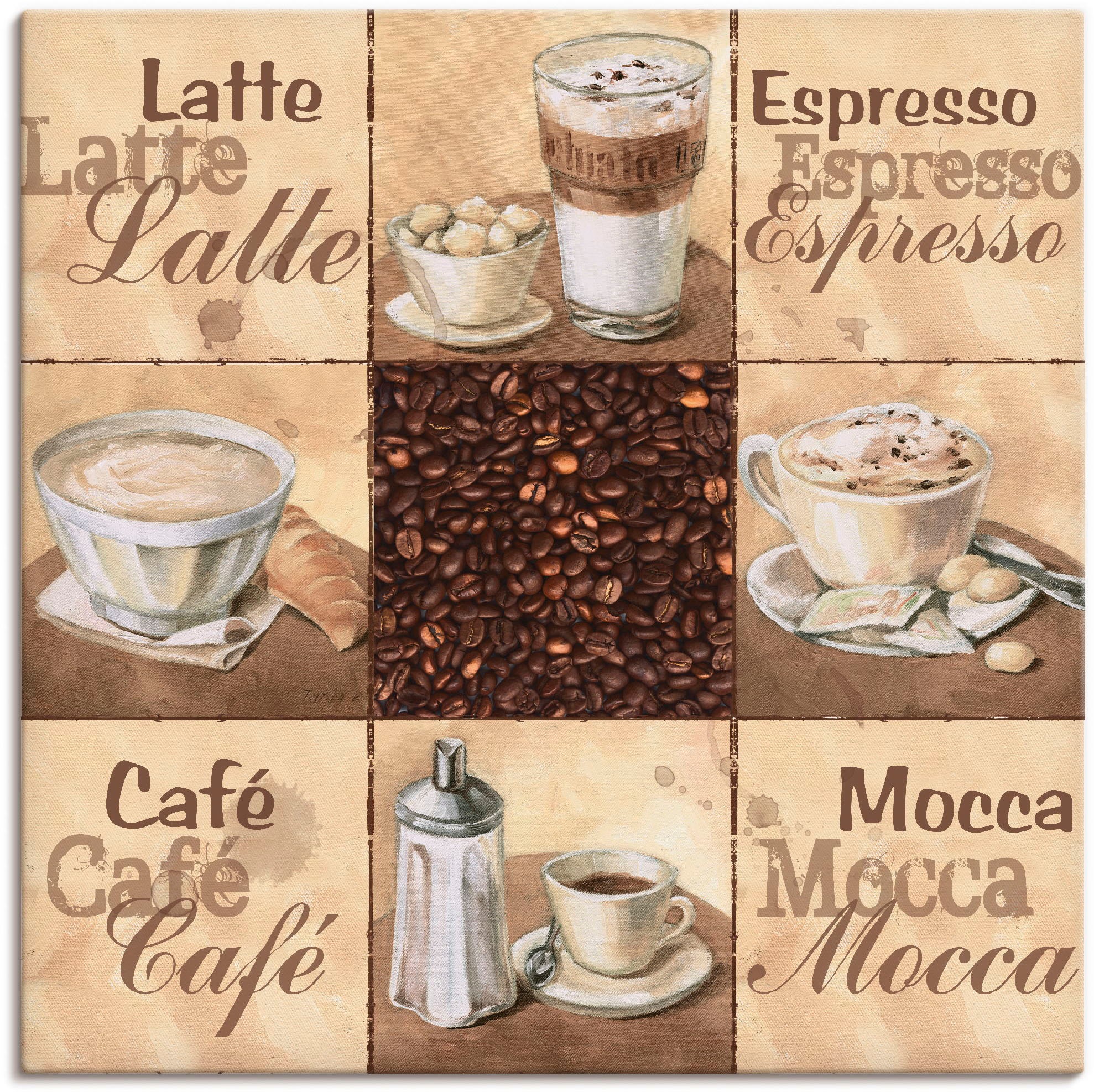 Artland Wandbild »Kaffee Collage II«, Getränke, (1 St.), als Alubild,  Leinwandbild, Wandaufkleber oder Poster in versch. Größen kaufen | BAUR