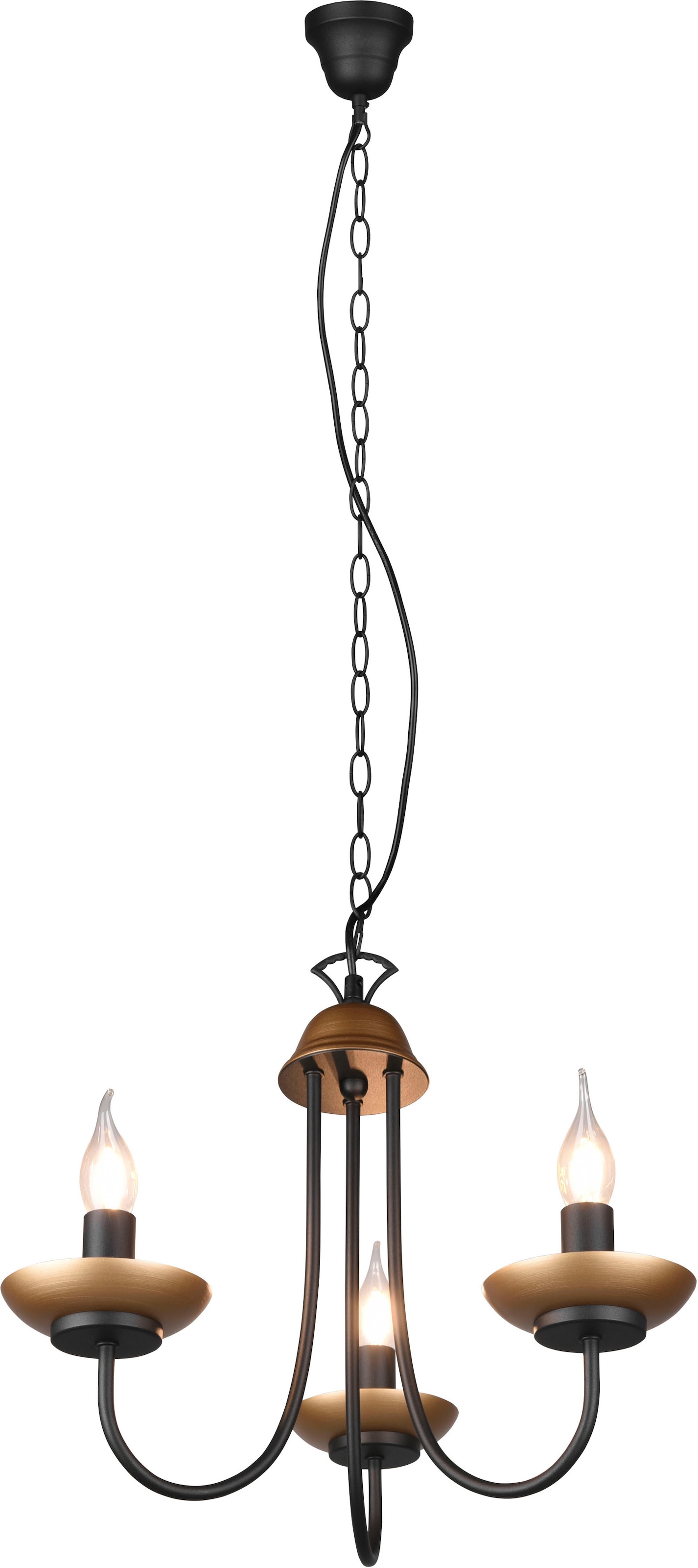 TRIO Leuchten Kronleuchter »Livia«, 3 flammig-flammig, Lüster 3-flammig in  schwarz-gold, exkl 3xE14 (max 28W), Höhe max 150cm bestellen | BAUR