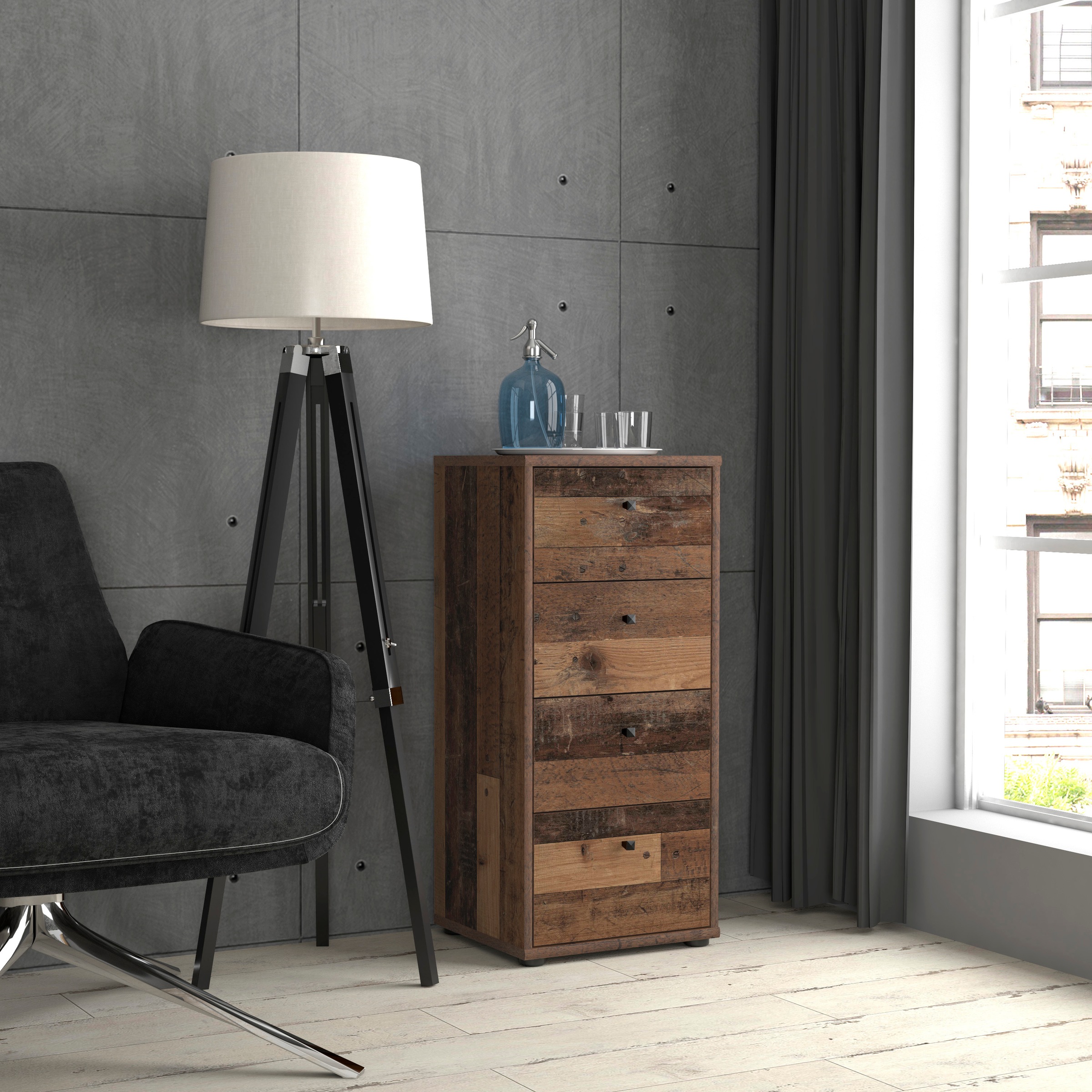 FORTE Kommode "Tempra, Kommode, 4 Schubkästen, Höhe 85,5 cm" Breite 38,6 cm günstig online kaufen